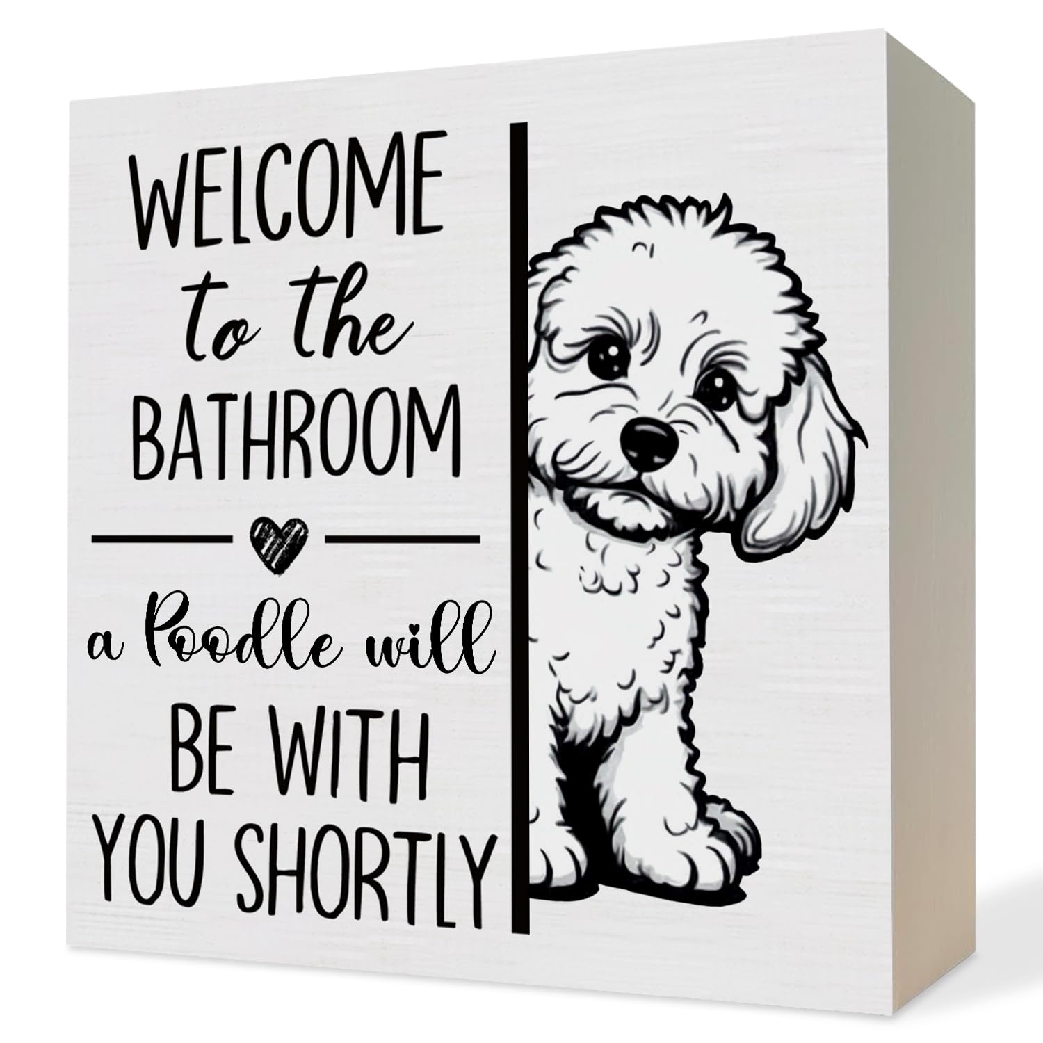 ATBWGT Poodle Bathroom Wooden Box Sign, Dog Bathroom Decor, Poodle Dog Lover Gifts Wood Block Plaque Signs for Bath Room Toilet 