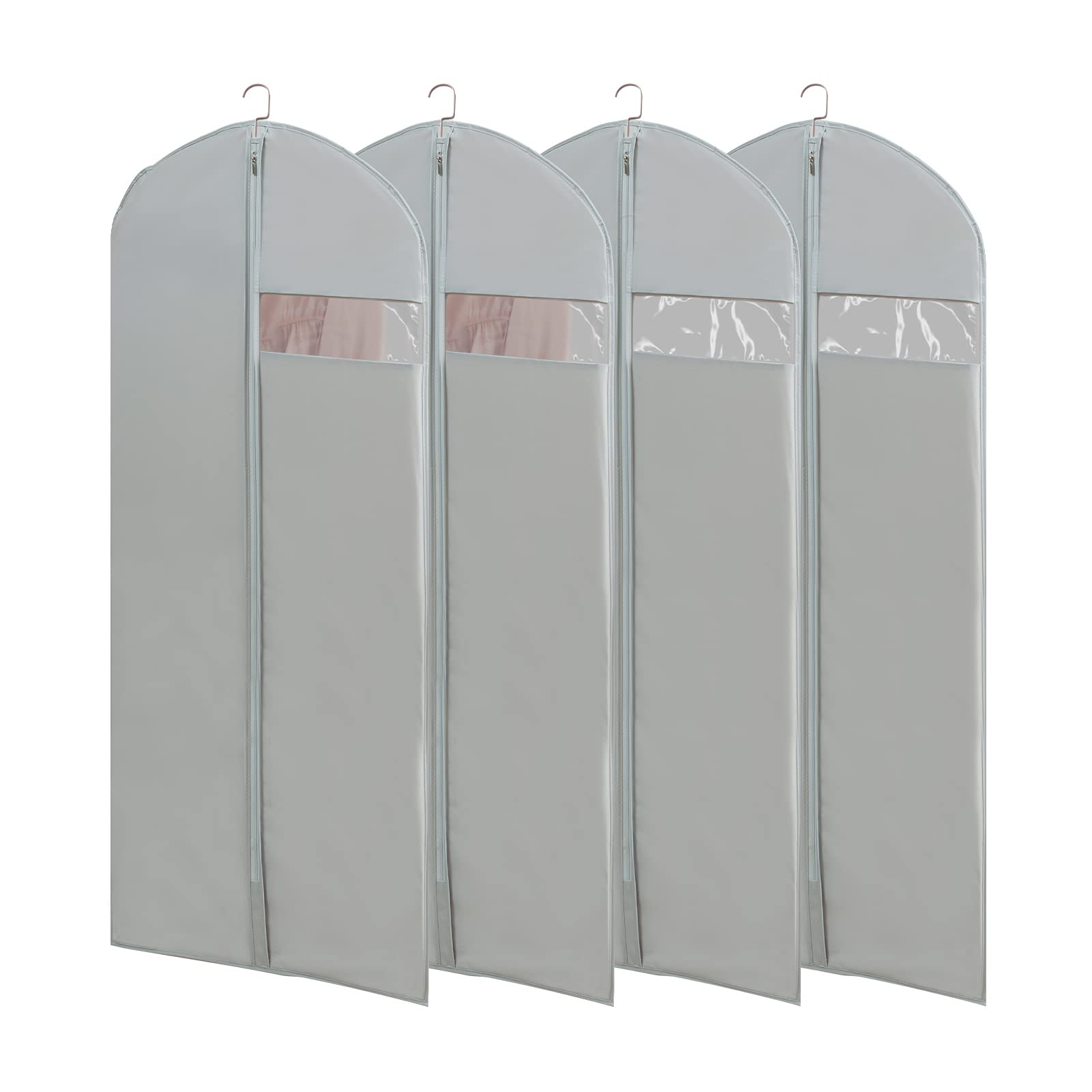 Dress Bags For Gowns Long, 65 ' ' Long Dress Clear Garment Bag(Set Of 4, 23.3 ' ' X 65 ' ')