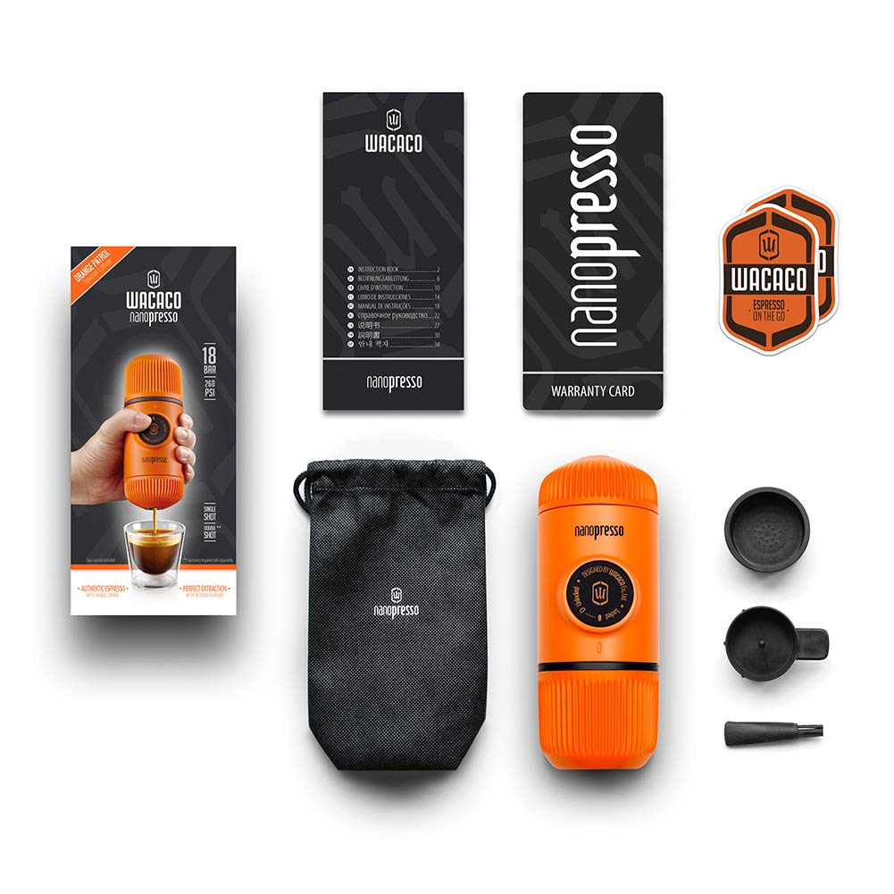 Wacaco Nanopresso Portable Espresso Maker, Upgrade Version Of Minipresso, 18 Bar Pressure, Small Travel Coffee Machine, Manually