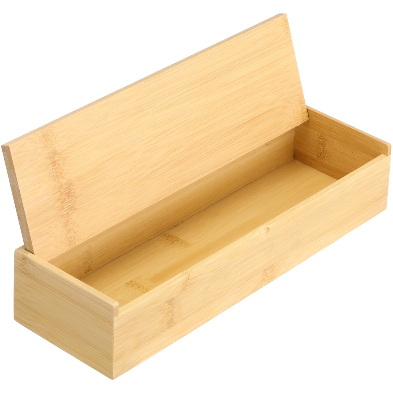 Cabilock Wooden Cutlery Box with Lid, Kitchen Chopsticks Box Utensils Drawer Organizer Bamboo Storage Case Countertop Silverware