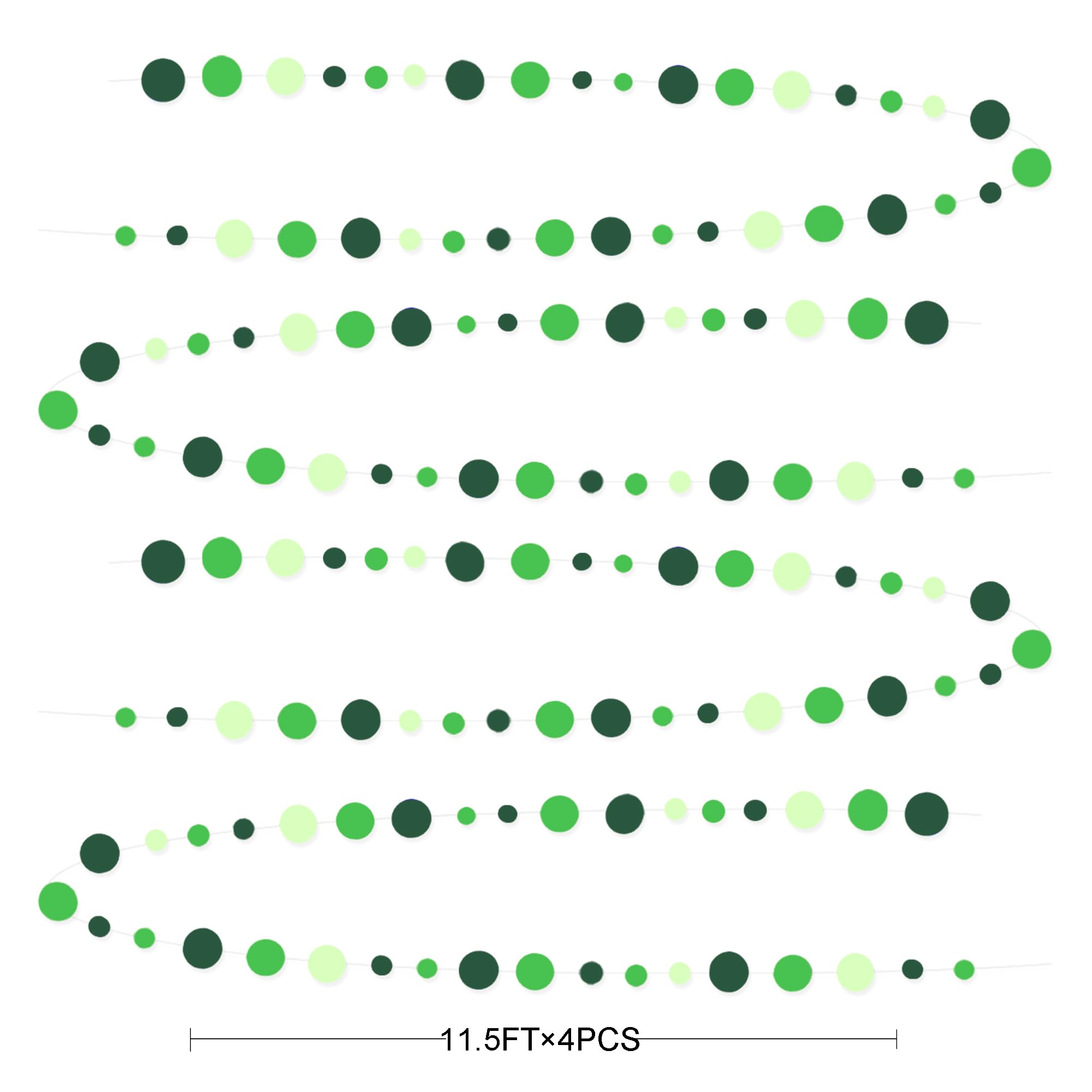 Green Party Decorations Ombre Green Circle Dots Garland Hanging Paper Polka Dot Streamer For Birthday Baby Shower Wedding Bridal