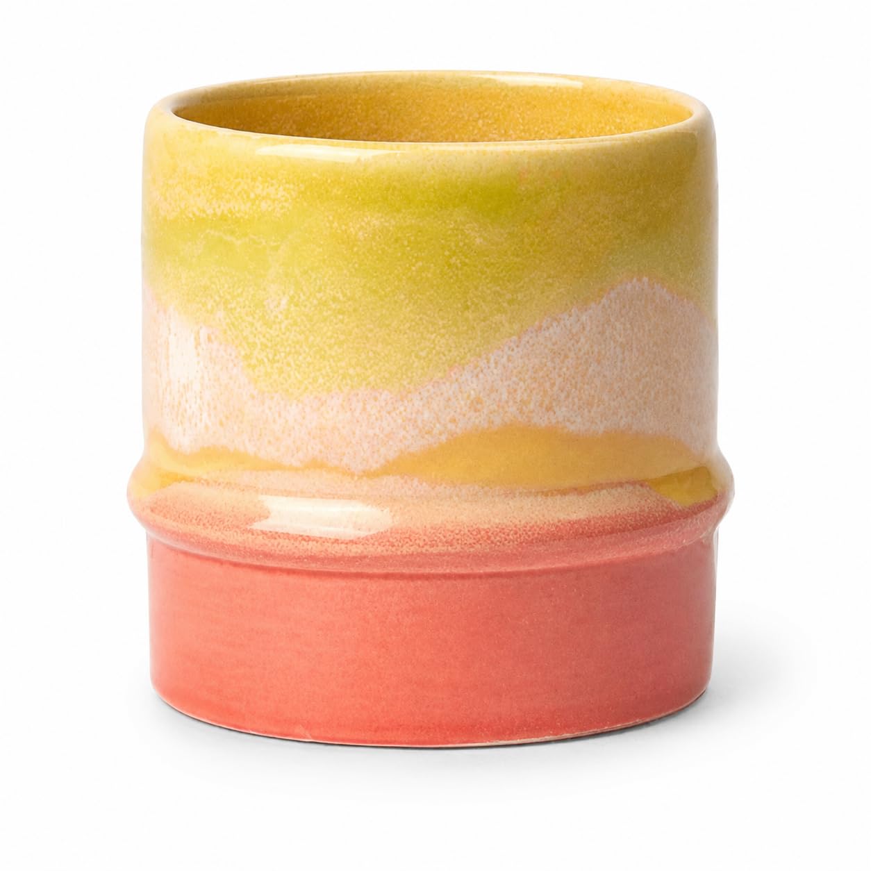 HAK KHLER Kahler Poppery Mug | Yellow Apple Green Pink | Porcelain | 12 oz