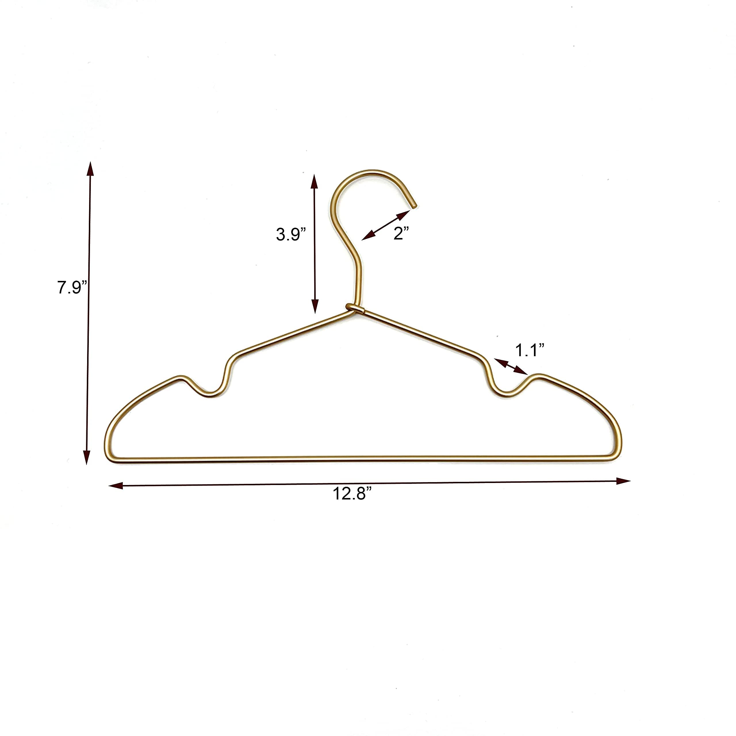 Koobay 12.6'' Matte Gold Metal Kids Baby Hangers, 30Pack, Non Slip, Suit For Coated Wire Children Clothes Hangers Closet Storage