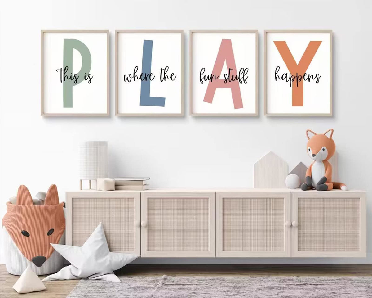 Baccone Kids Playroom Wall Art Playroom Wall Decor Childrens Playroom Canvas Prints Boy Kids Room Wall Art Decor Toddler Nursery