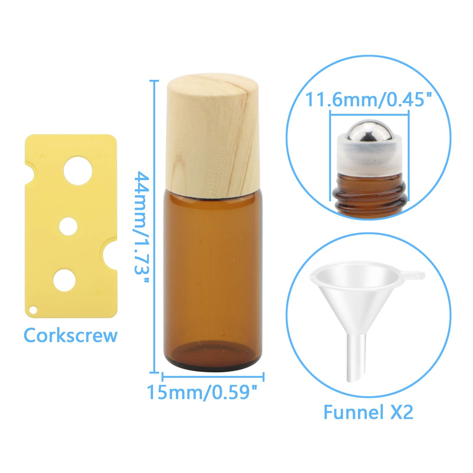 Newzoll 3Ml Amber Glass Roller Vials Bottles 10Pcs Essential Oil Roller Bottles Empty Glass Roll-On Bottles For Essential Oil Pe