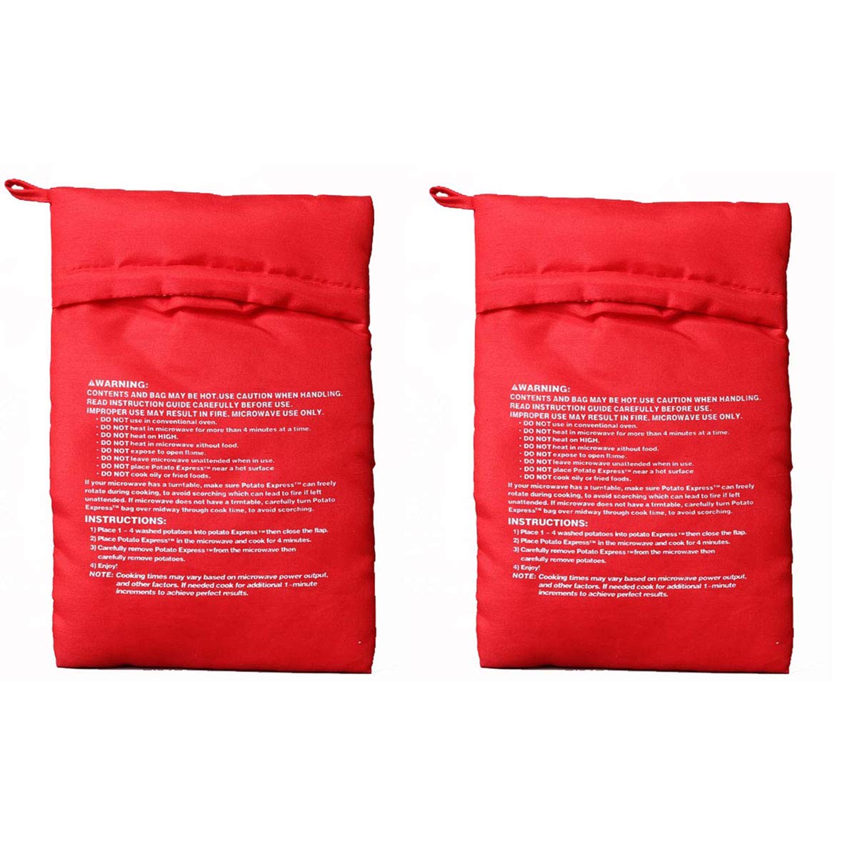 Obtanim Microwave Potato Bag, 2 Pack Of Reusable Microwave Cooker Bag Baked Pouch Potato Bag, Red
