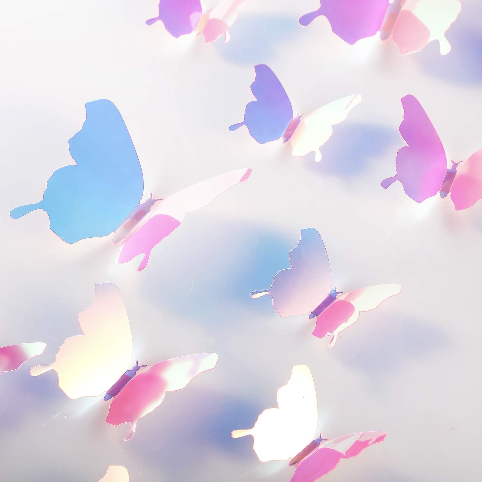 48 Pieces Butterfly Wall Decor Diy Mirror 3D Butterfly Stickers Removable Decals For Home Bedroom Bathroom Living Room Decor(Tra