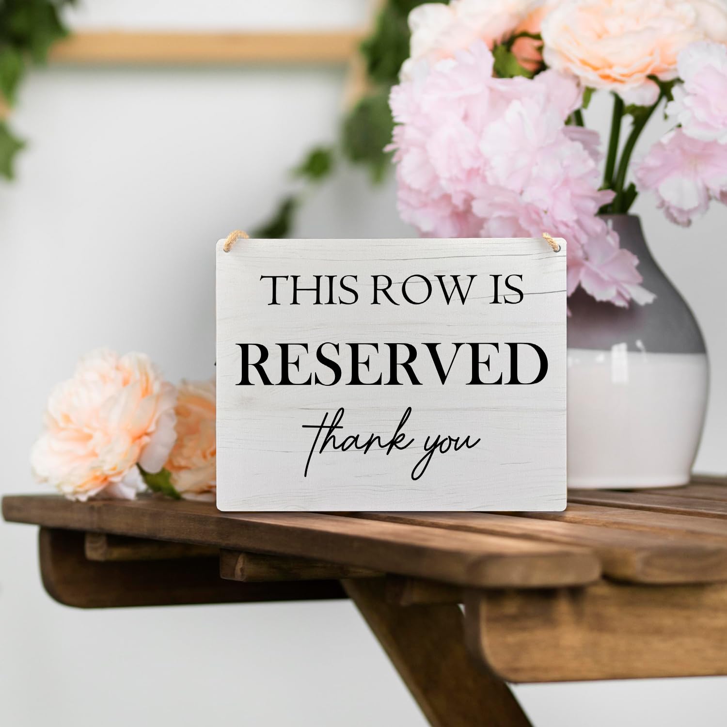 Ryeolo Wedding Reserved Row Signs - This Row Is Reserved Wooden Hanging Signs for Chairs, Wedding Decorations for Reception, 10.