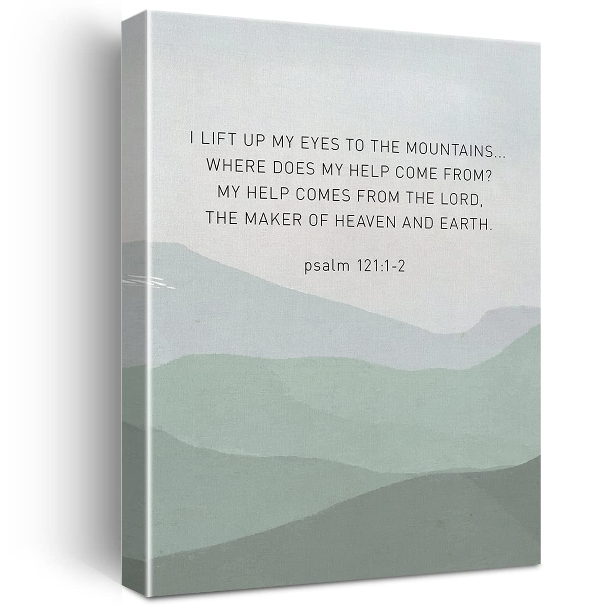Christian Canvas Wall Art Motivational I Lift up My Eyes to the Mountains Canvas Print Positive Scripture Bible Verse Painting H
