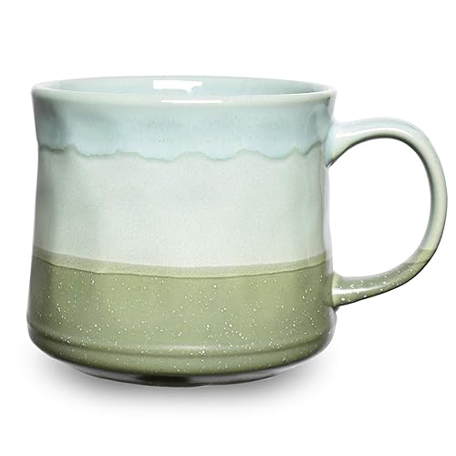 Bosmarlin Large ceramic coffee Mug, Big Tea cup, 7 colors to choose, 21 Oz, Dishwasher and Microwave Safe, 1 PcS (green)