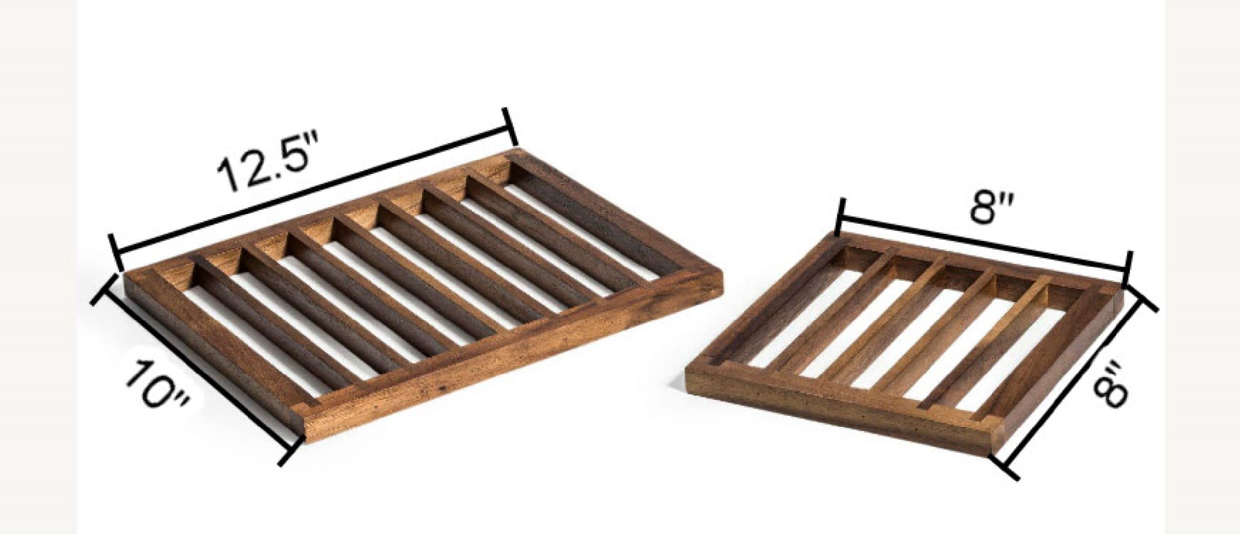 Kalmar Home Acacia Wood Trivets, Set Of 2-8'' X 8'' And 12.5'' X 10'' - Protects Countertops - Environmentally Friendly