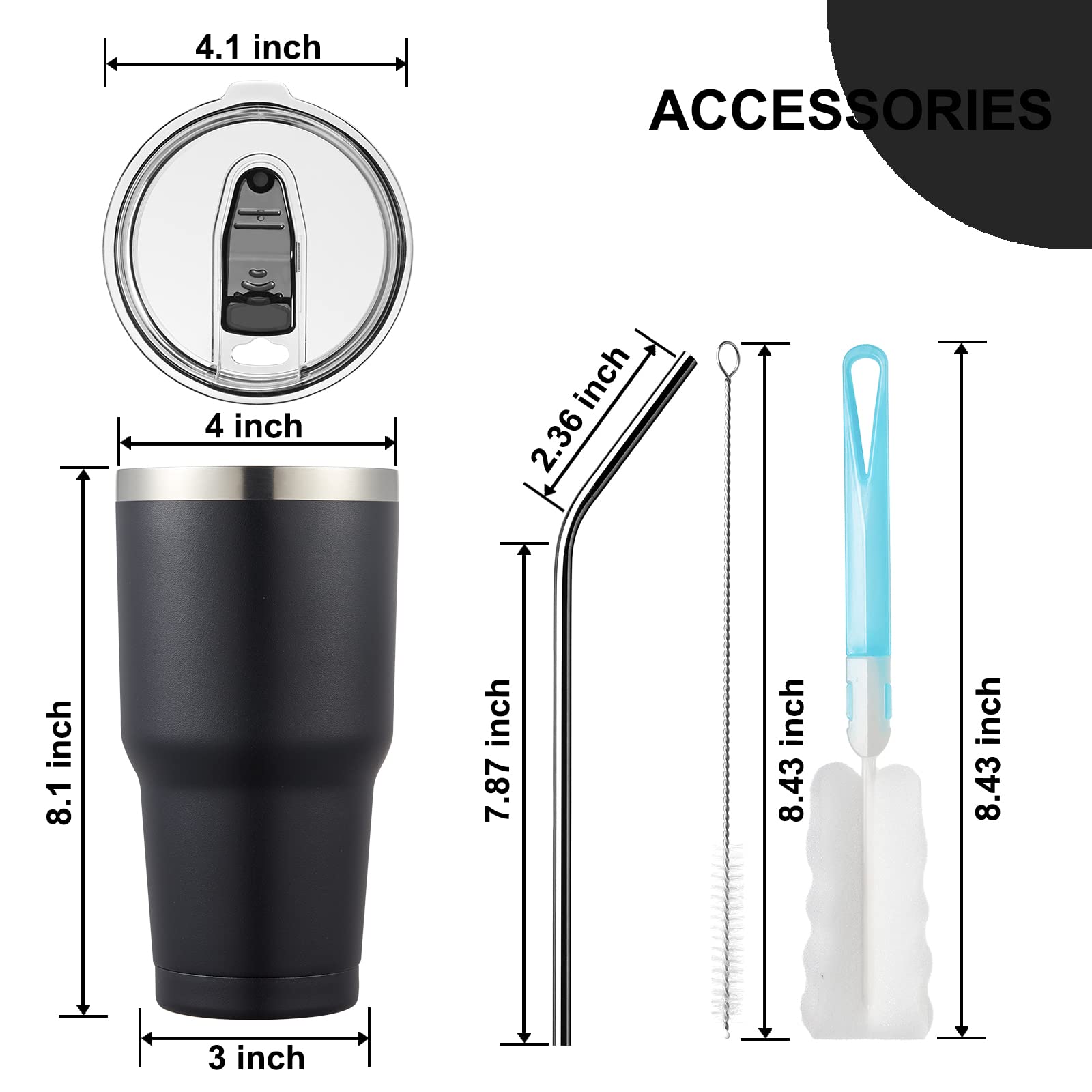 Comooo 30Oz Black Stainless Steel Tumbler Bulk With Lid Insulated Tumbler Coffee Cup Durable Double Wall Vacuum Travel Coffee Mu