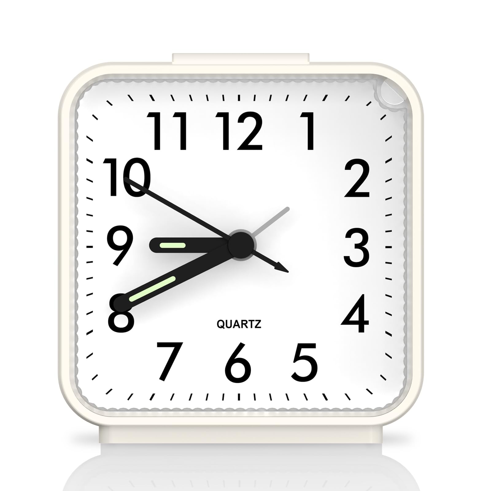 OQIMAX Analog Alarm Clocks, Non Ticking Table Clock with Luminous Hand & Large Display, Battery Powered Silent Bedside Alarm Clo