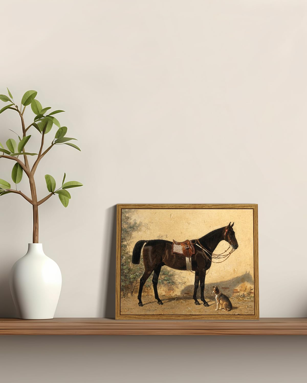 Arpeotcy Framed Canvas Horse Wall Art, Horse Art Print For Home Decor, Rustic Farmhouse Country Wall Decor For Living Room, Bedr