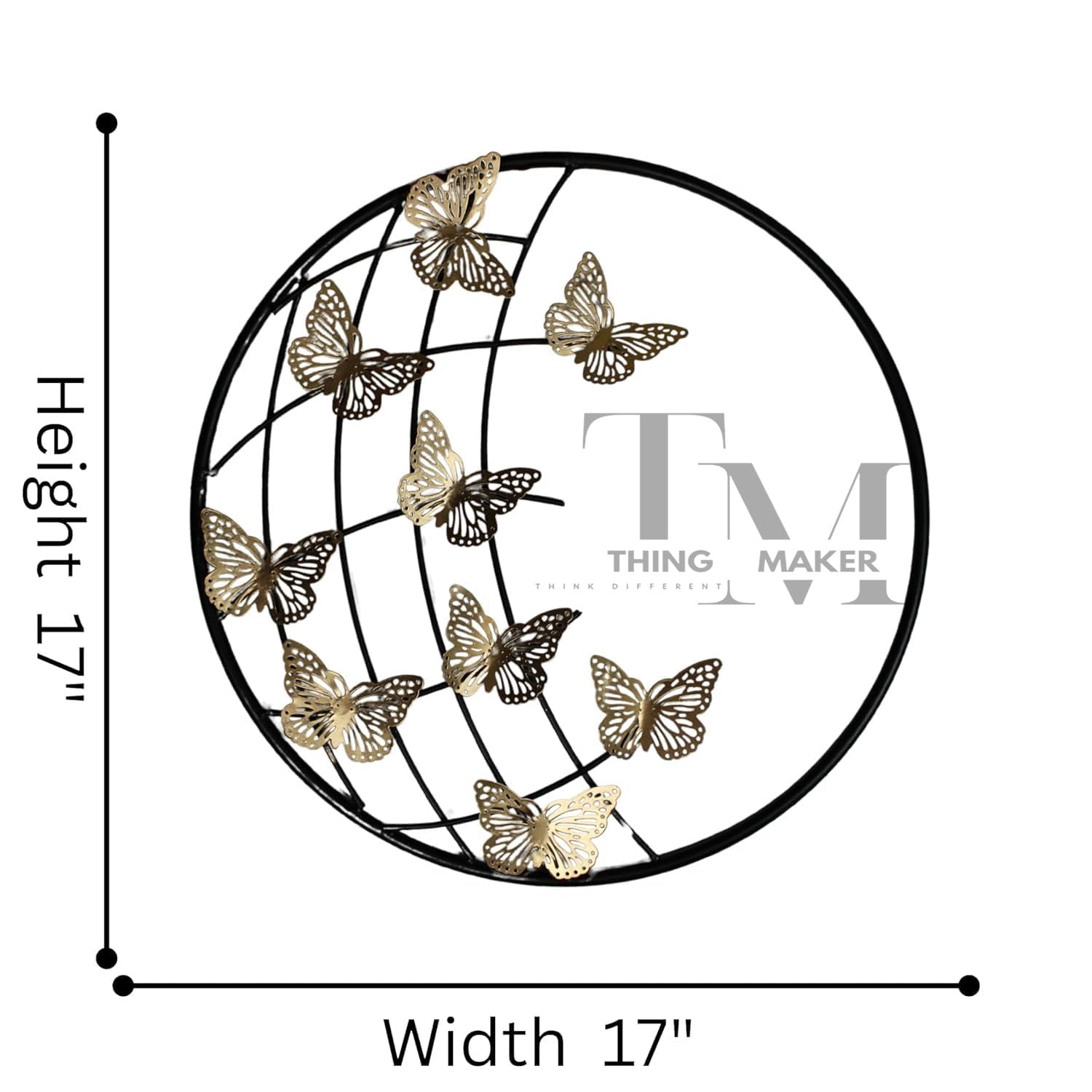 Thing Maker Metal Wall Decor Items, Wall Hanging Sculpture | Metal Abstract Butterfly Wall Art For Home Decoration, Living Room,