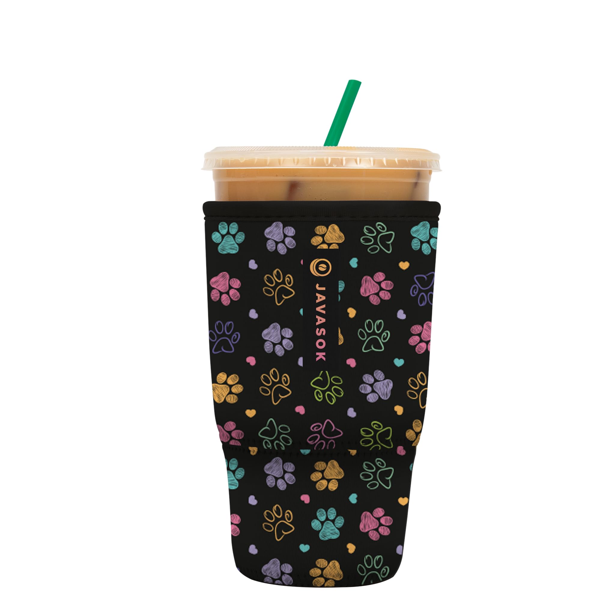 Sok It Java Sok Iced Coffee & Cold Soda Insulated Neoprene Cup Sleeve (Furry Footprints, Large: 30-32oz)