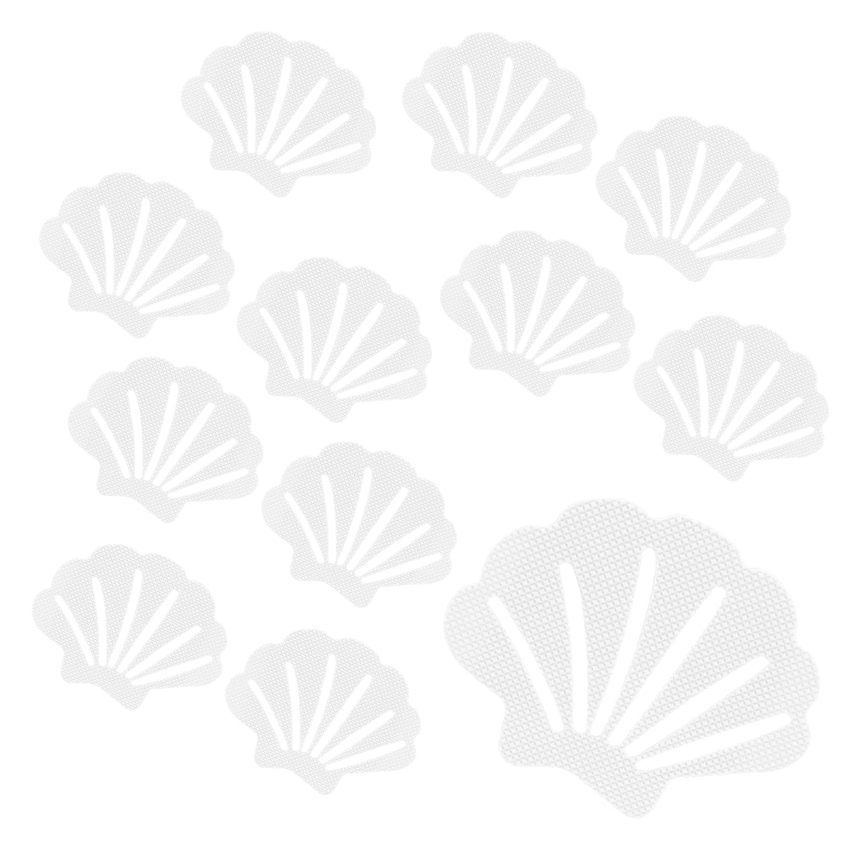 Coufce 30 Pcs Non Slip Bathtub Stickers White Adhesive Decals Sea Shell Shape Shower Stickers For Floor, Ladders, Bath Tub, Stai