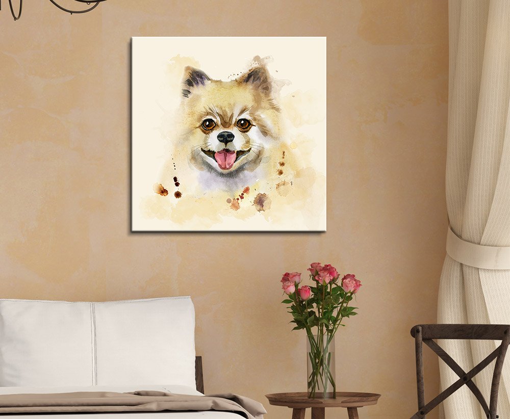 Wall26 Square Dog Series Canvas Wall Art - Watercolor Style Cute Dog - Giclee Print Gallery Wrap Modern Home Art Ready To Hang -