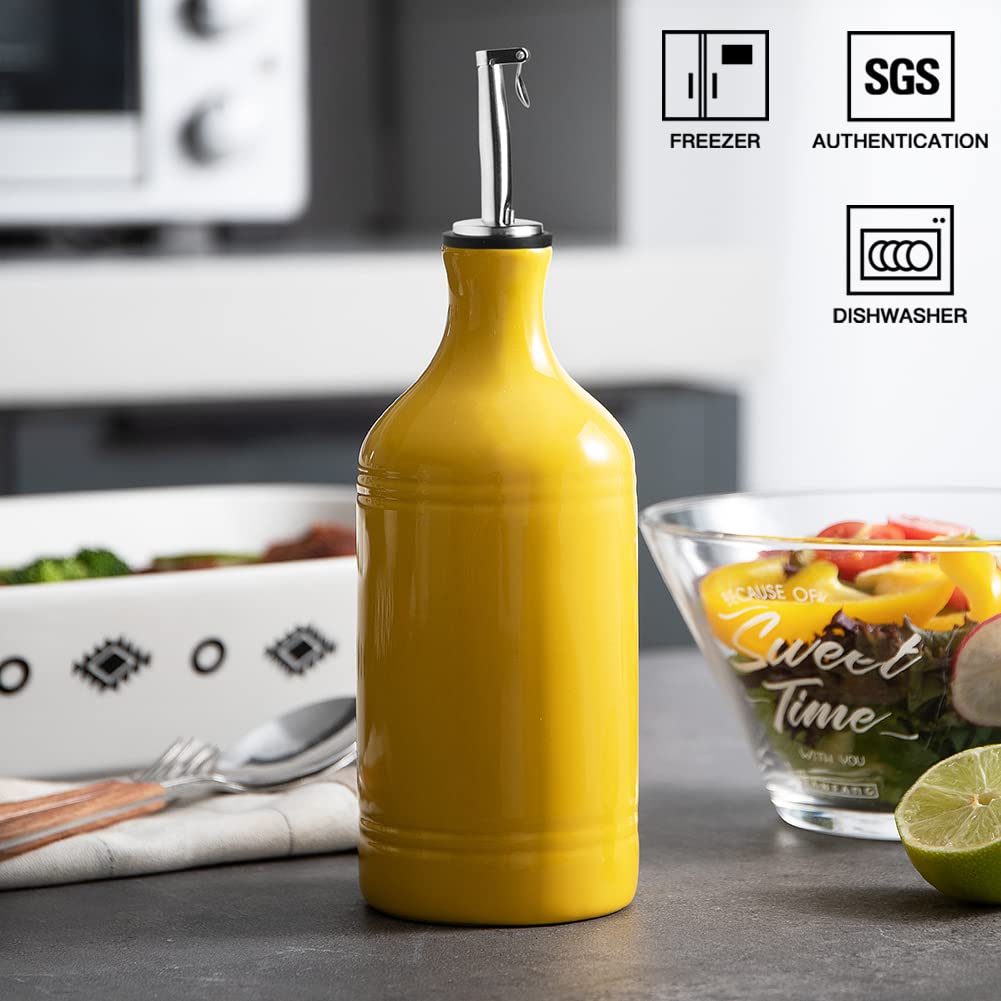Sweejar Ceramic Olive Oil Dispenser Bottle, Opaque Oil Cruet Protects Oil To Reduce Oxidation, Suitable For Storage Of Oil, Vine