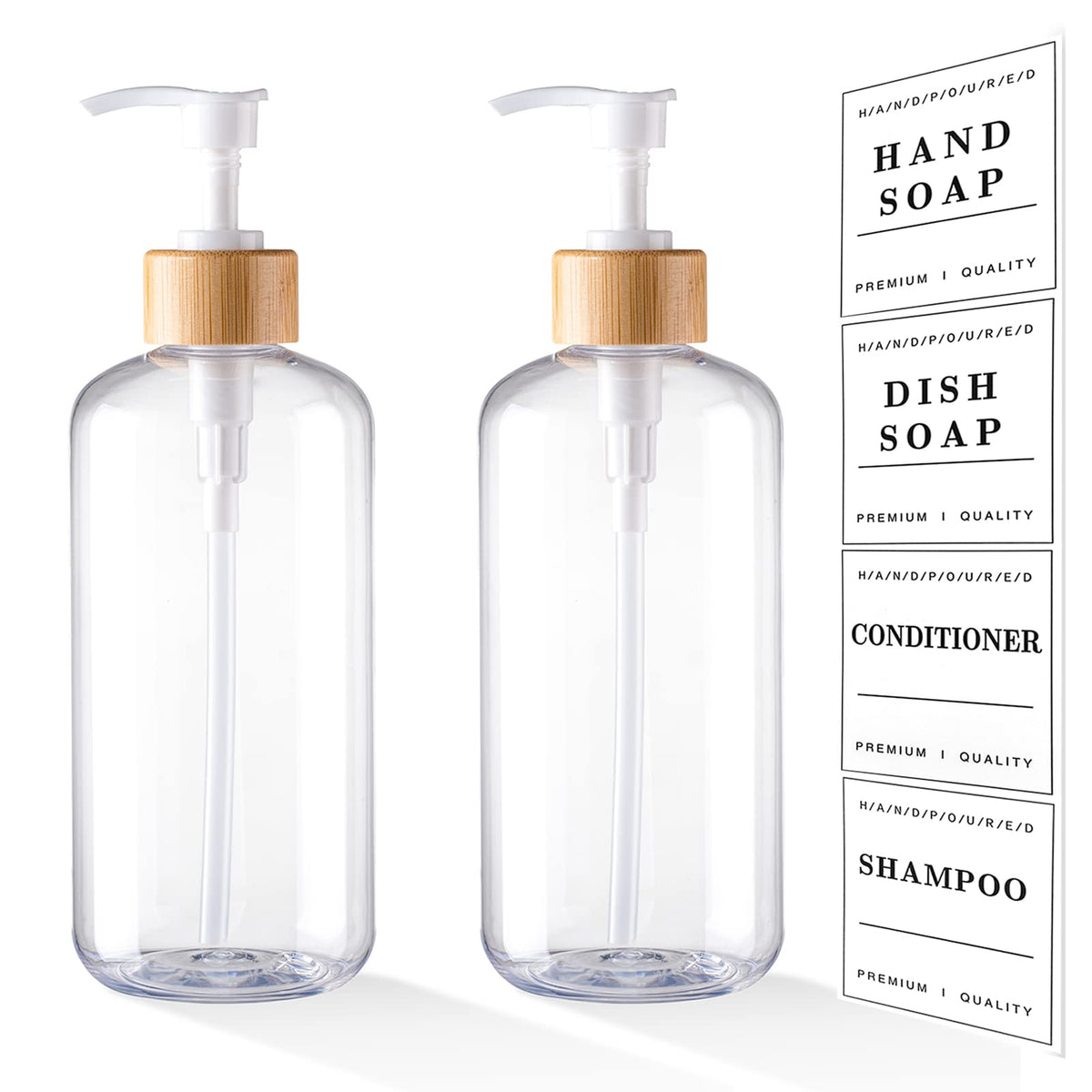 Clear Soap Dispenser Set 16Oz Plastic Soap Dispenser Hand And Dish Soap Dispenser For Kitchen Refillable Soap Lotion Dispenser F