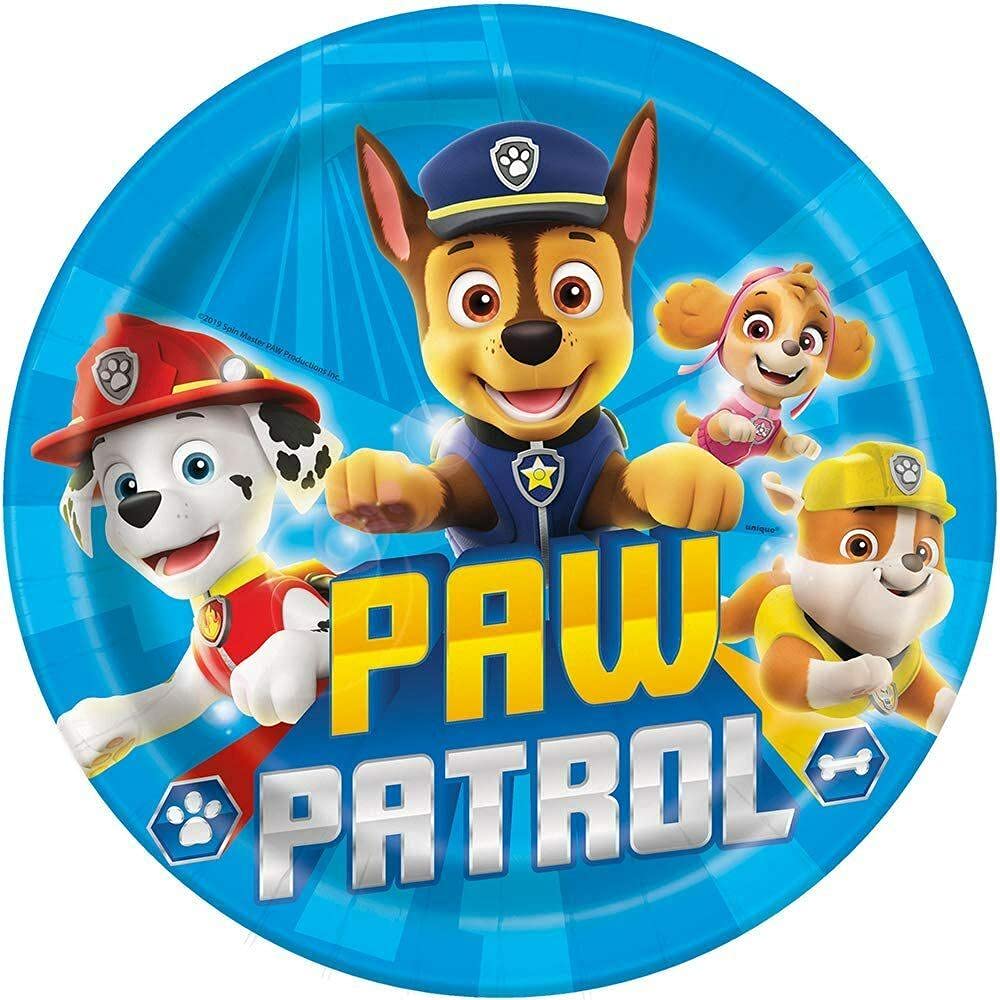 Unique Paw Patrol Multicolor Round Paper Dinner Plates - 9'' (Pack Of 8) - Disposable Party Tableware For Kids Birthdays & Celeb