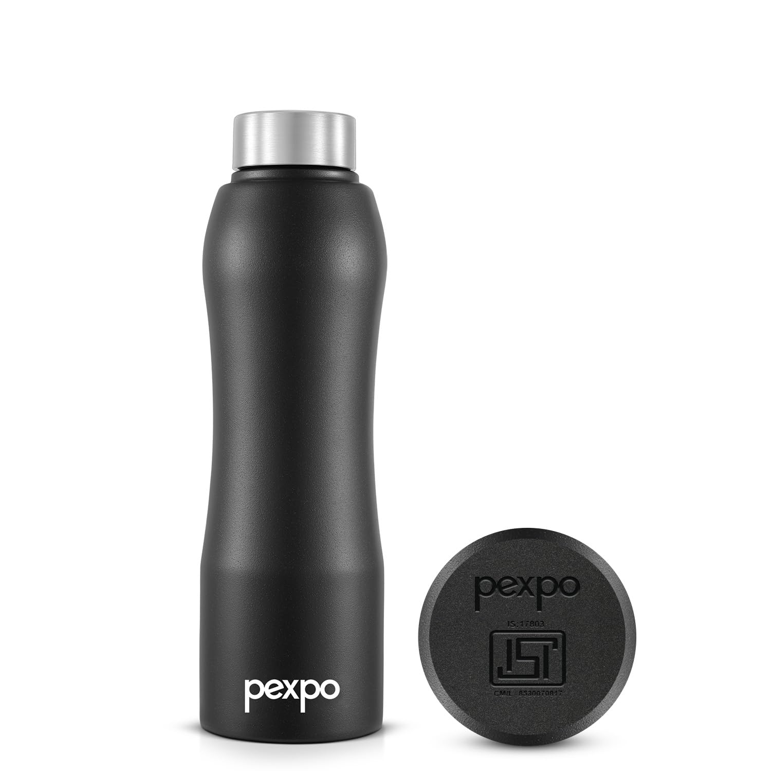 Pexpo Bistro Isi Certified Stainless Steel Fridge/Sports Water Bottle 750Ml, Knight Black| Single Walled|Easy Grip|Leakproof Wat