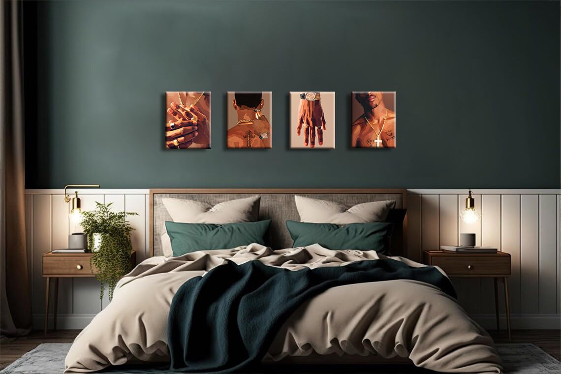 Black Woman Framed Canvas Wall Art,Black Man Trend Art,Fashion Black Man Wall Art, Abstract African American Wall Art Decor For