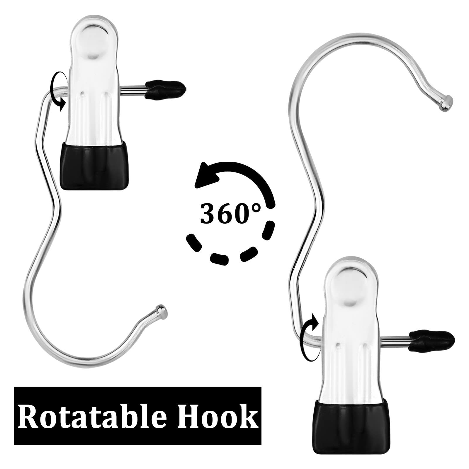 Funincrea Laundry Hooks Clip, 5 Pcs Stainless Steel Anti-Slip Boot Laundry Hanger Clips Portable Heavy Duty Multi-Functional Sin