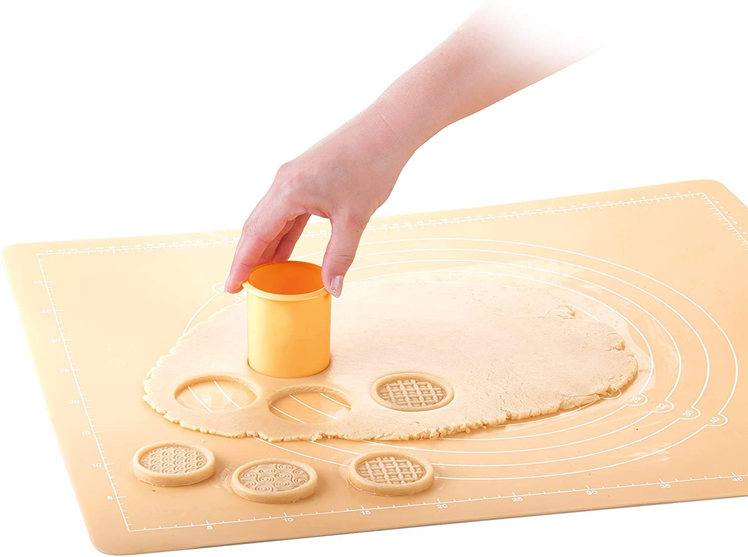 Kaishane Silicone Cookie Stamps Set For Baking - Geo Geometric Figure Cookie Stamps With Handle And 6 Silicone Stamps High Heat