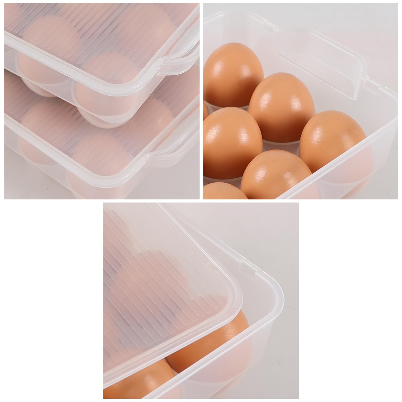 Begale 4-Pack Clear Egg Tray Container With Lid, Plastic Covered Egg Holder For Refrigerator, Fits 18 X 4 Eggs (72 Eggs)