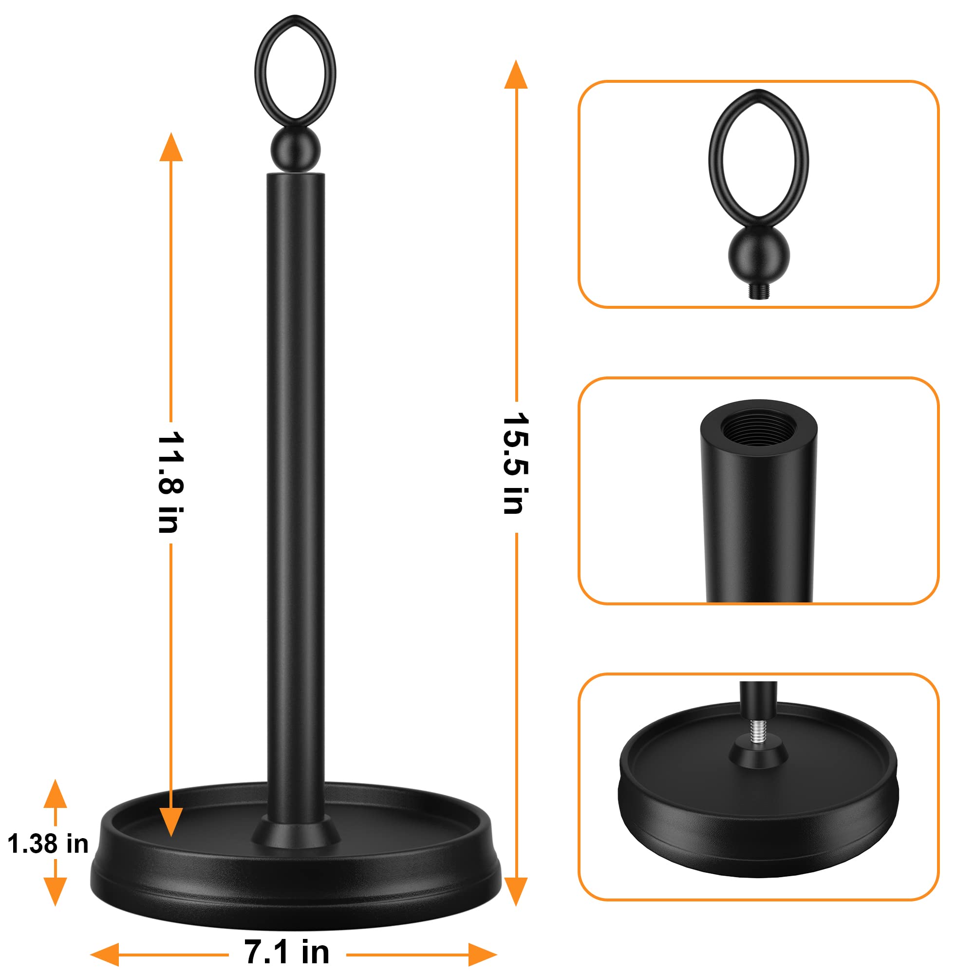 Kasunto Paper Towel Holder (Heavy Weighted Base) Steel Paper Towel Holder Countertop,Paper Towel Holder Stand For Kitchen Counte