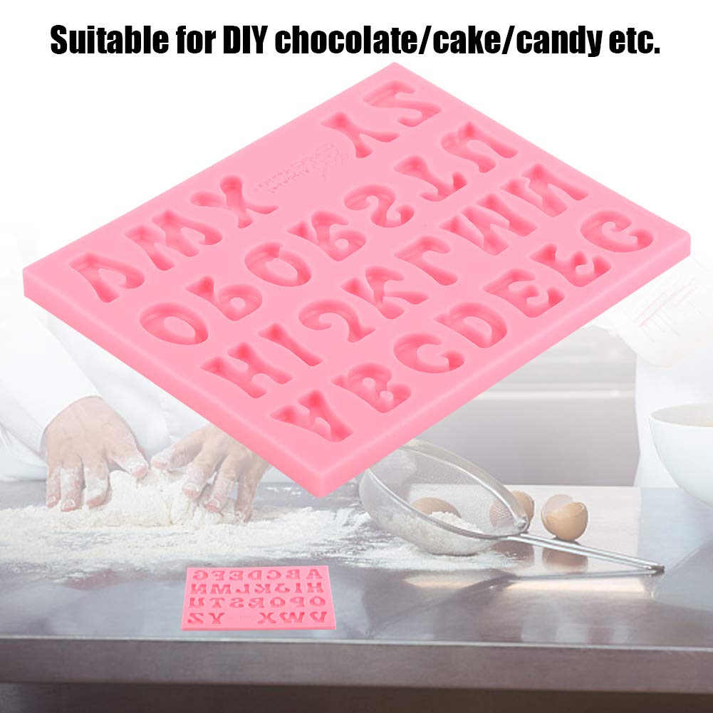 Haosie Silicone Candy Mold, Mini 4.9  4.1In Pink Letter Mold, Alphabet Baking Cake Decoration For Handmade Chocolate Candy(Pleas
