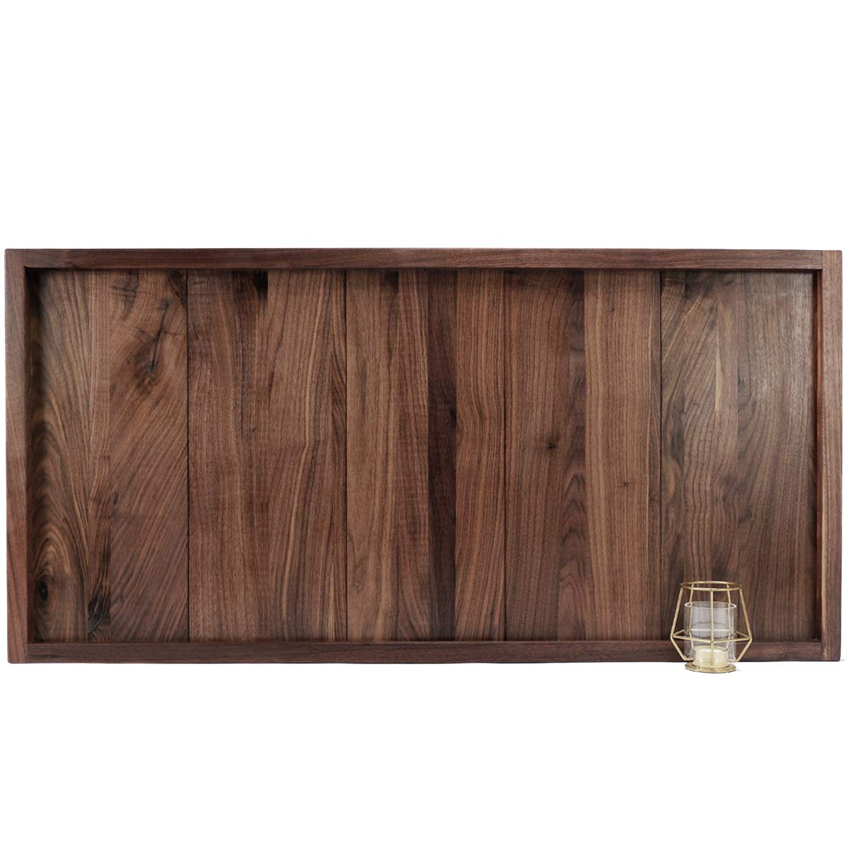 Magigo 40 X 20 Inches Extra Large Extra Long Rectangle Black Walnut Wood Ottoman Tray, Serve Tea, Coffee Classic Wooden Decorati