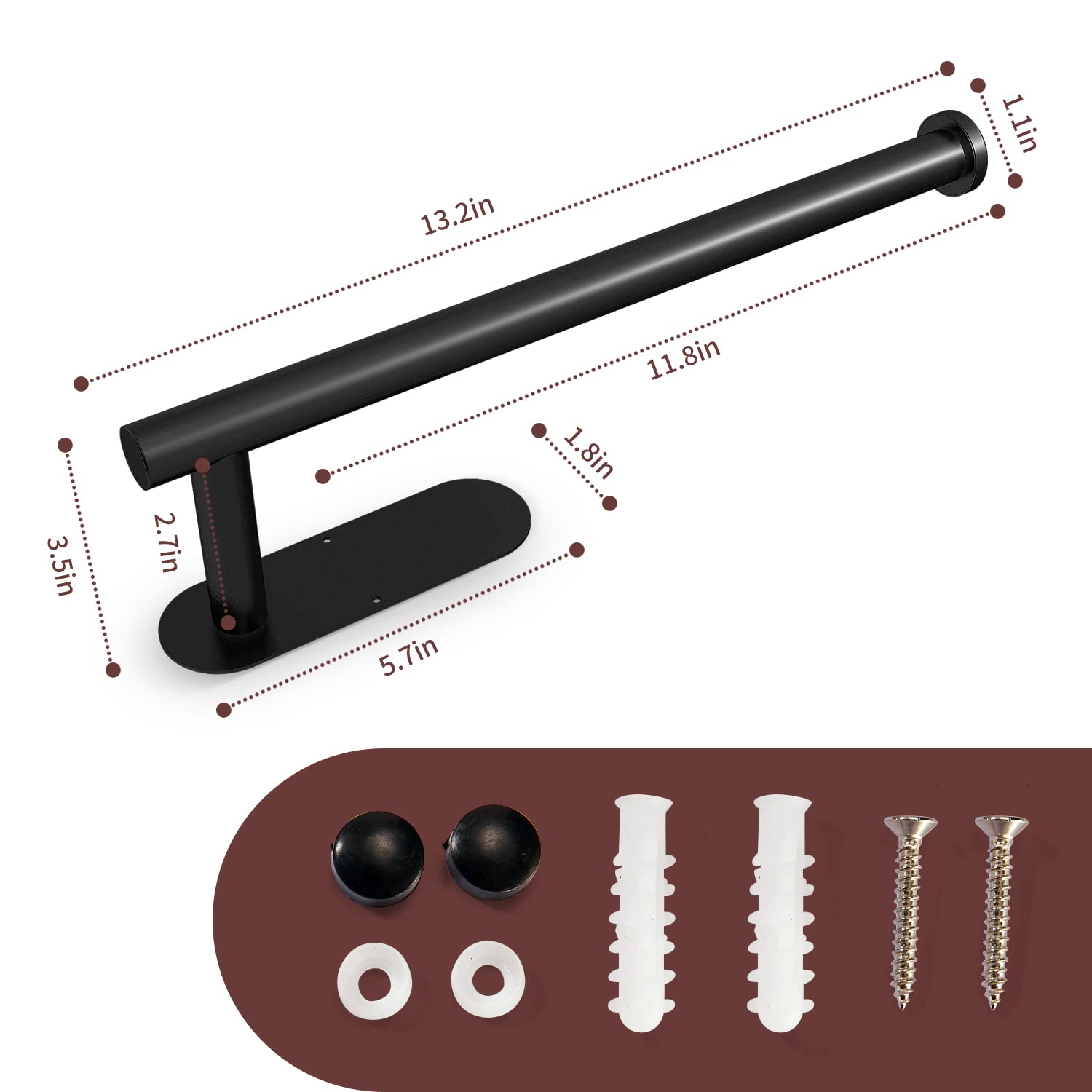 Dekava Paper Towel Holder Under Cabinet Wall Mount For Kitchen Paper Towel, Self-Adhesive Paper Towel Bar, Paper Towel Rack, Sus
