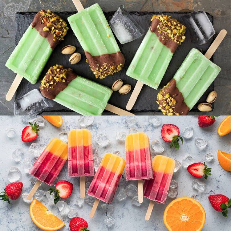 Popsicle Molds, Silicone Ice Pop Mold Food Grade Cakesicles Mold For Ice Cream 50 Popsicle Sticks 50 Popsicle Bag (Blue, 12 Cavi