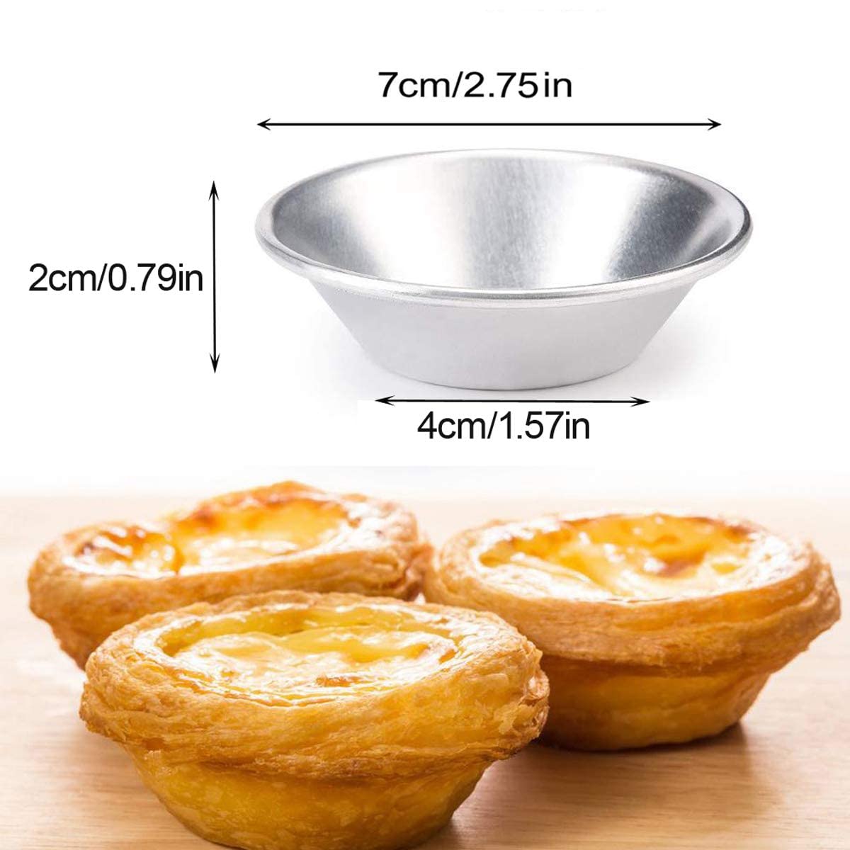 Bezall 20Pcs Egg Tart Molds, Mini Tart Pan For Baking, Aluminium Puto Mold Pie Tins Cupcake Pudding Cups Mould
