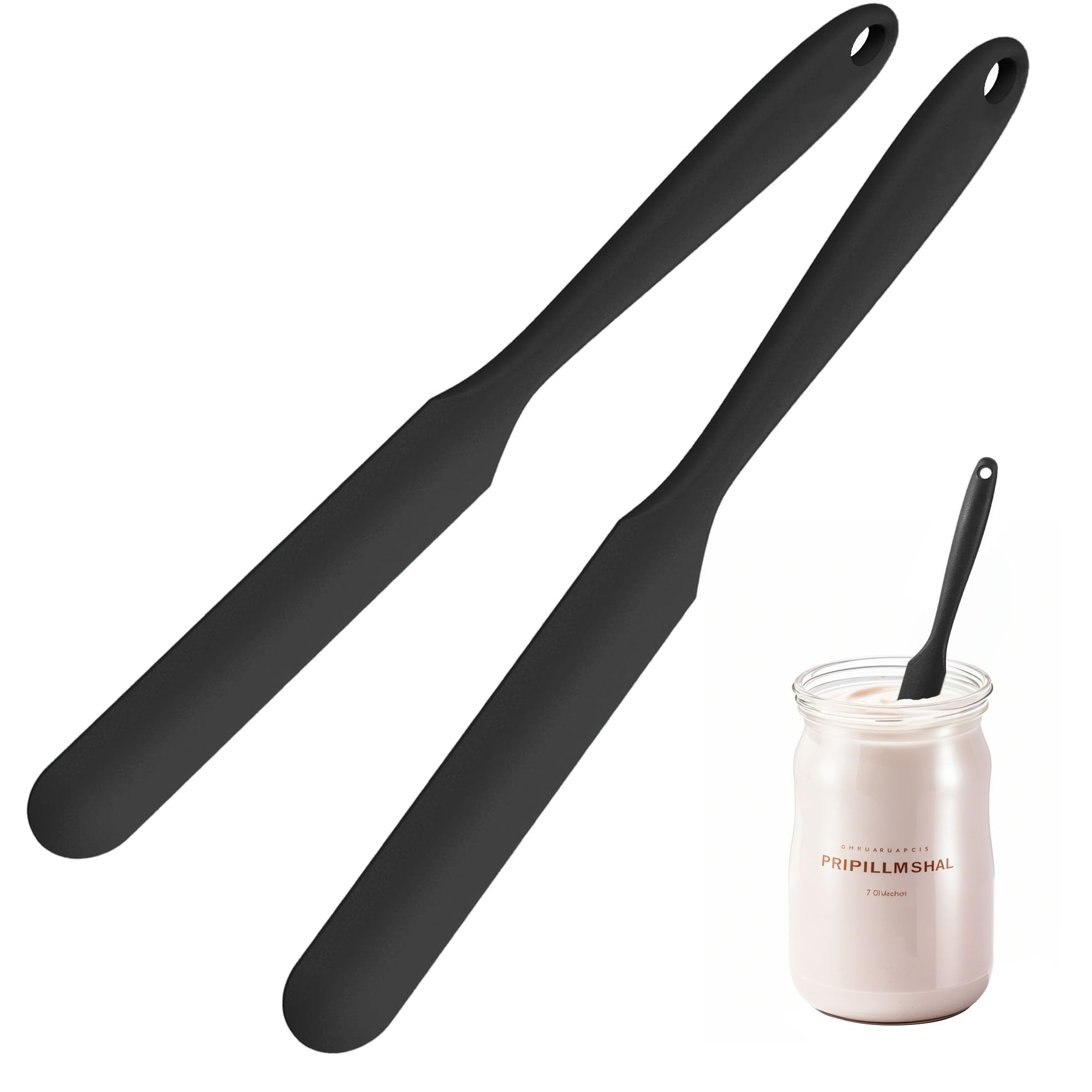 2Pcs Silicone Jar Spatula,9 Inch Jam Spreader for Peanut Butter,HeatResistant FoodGrade Jar Blender,Kitchen Spatula for Scrapi