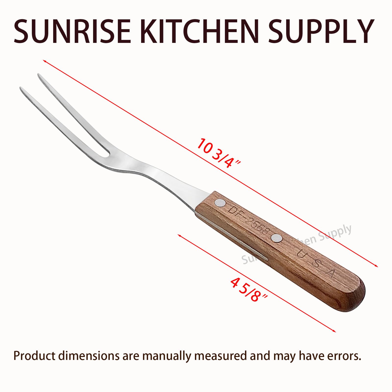 Stainless Steel Turner Spatula & Meat Fork With Wood Handle (Pack Of 2 10.5'' Forks)