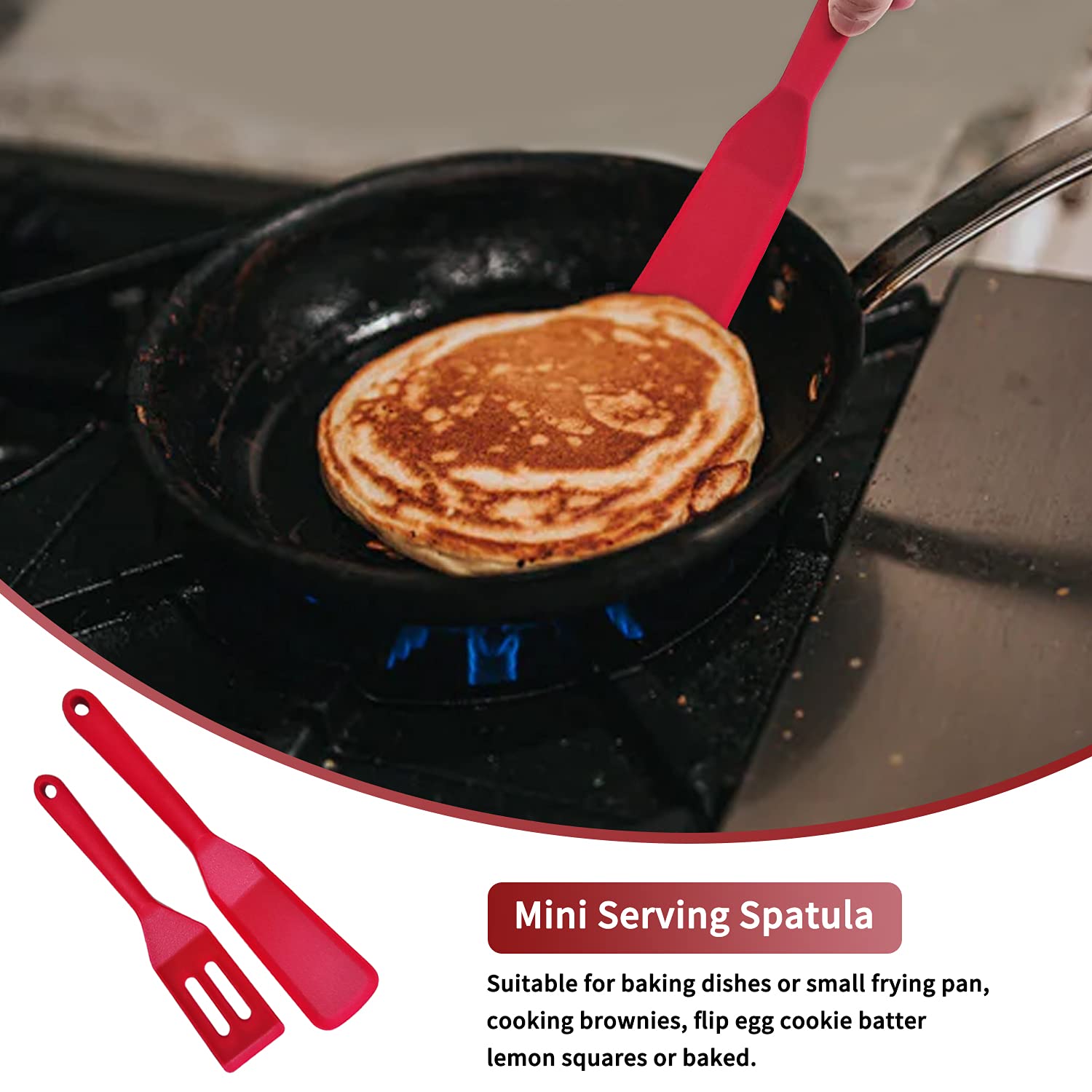 Mini Silicone Spatula Flexible Nonstick Serve Heat-Resistant Cookie Slotted Spatula For Flip Eggs In Small Frying Pan Cookie Bat