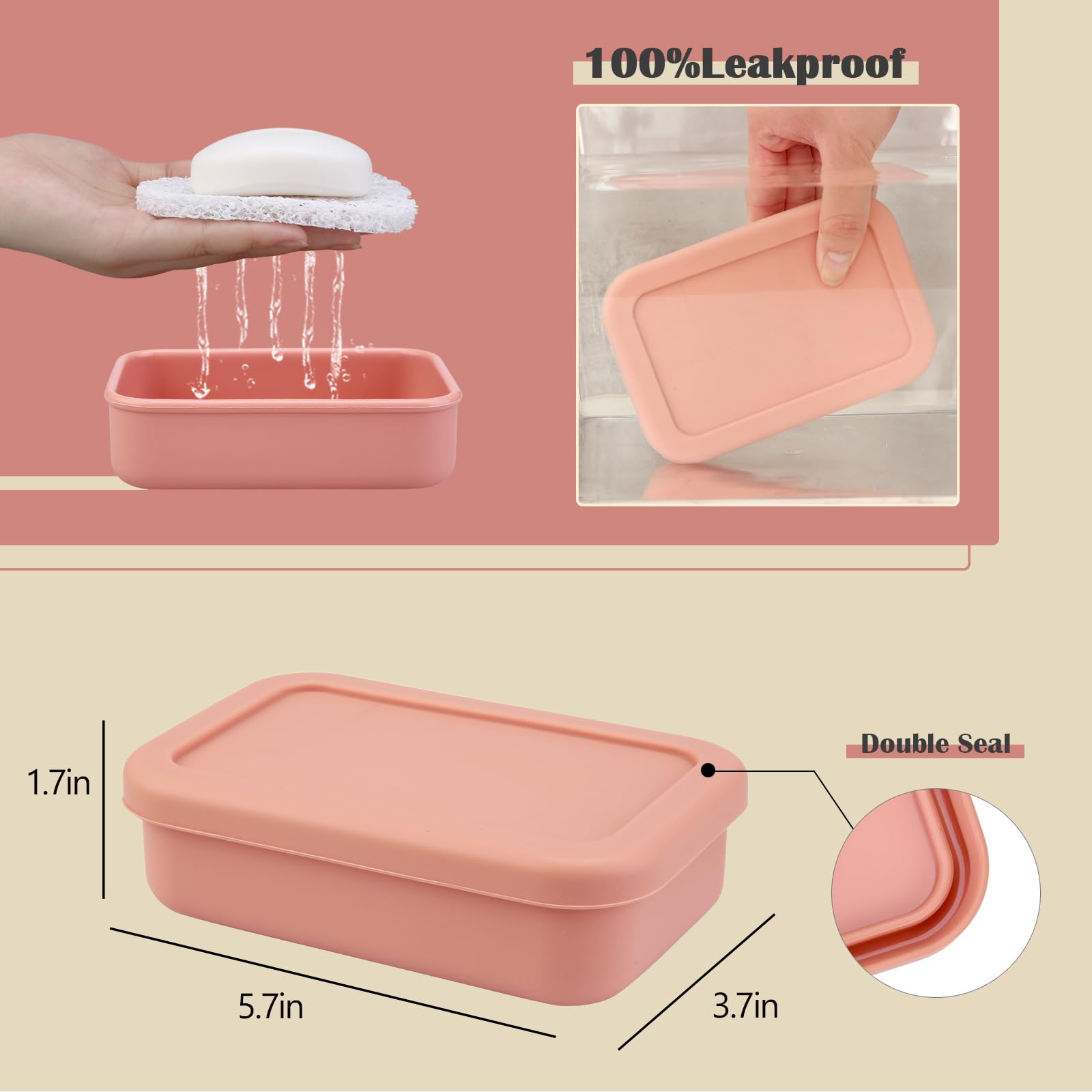 Titati Travel Soap Container, Travel Soap Case For Dr. Squatch, Square Soap Holder, Silicone Soap Holder With Drainage Tray, Por
