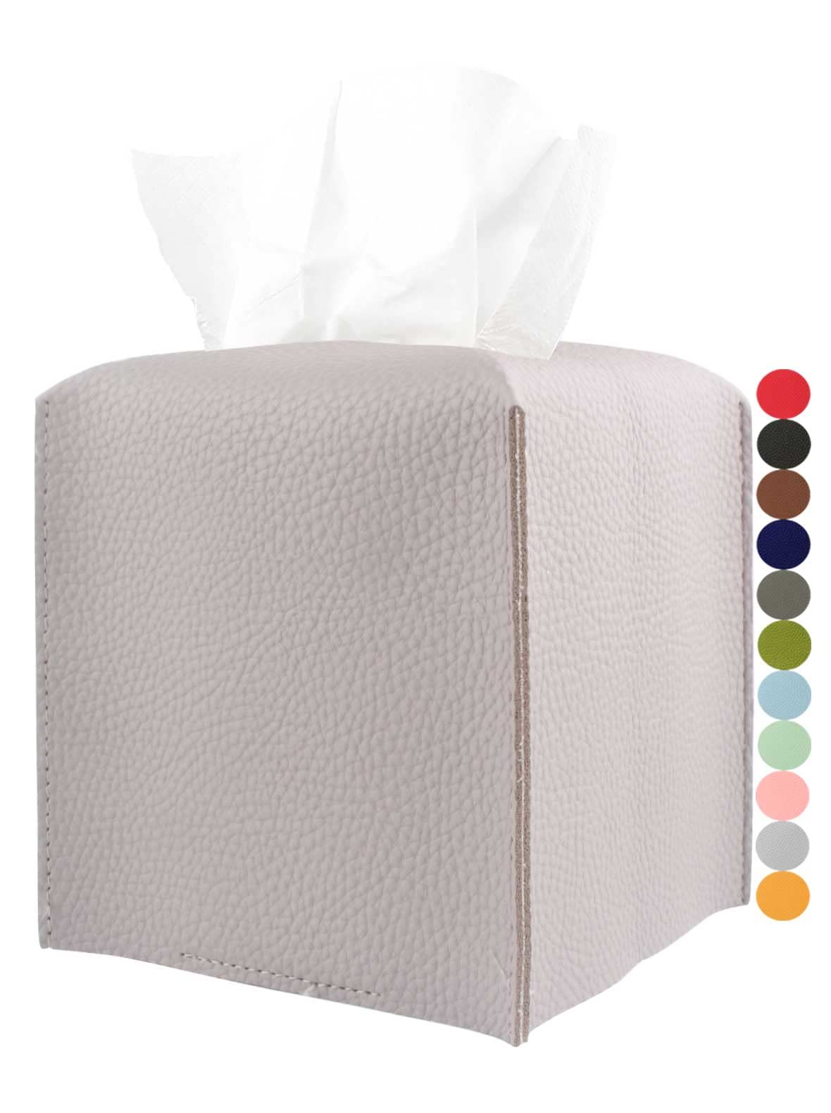 Light Purple Tissue Box Cover Square - With Bottom Belt [Jesmini] Modern Pu Leather Tissue Box Holder Decorative For Bathroom Va