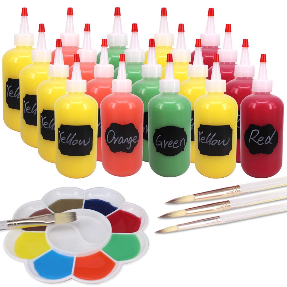 Belinlen 20 Pack 8-Ounce Plastic Squeeze Bottles With 20Pcs Red Tip Caps And Measurement - Good For Crafts, Art, Glue, Multi Pur