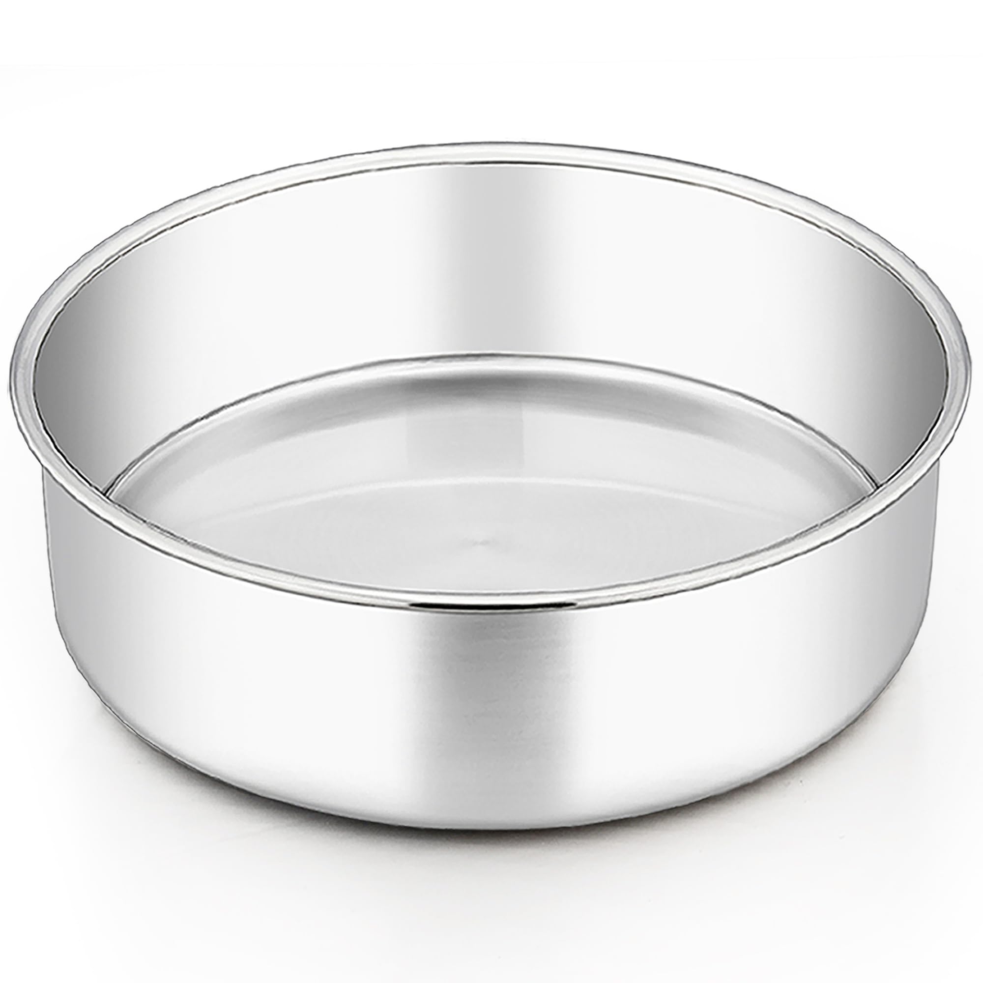 Teamfar Round Cake Pan, 9 X 3 Inch Stainless Steel Deep Baking Roasting Cake Pan For Birthday Party Wedding, Non-Toxic & Heavy D