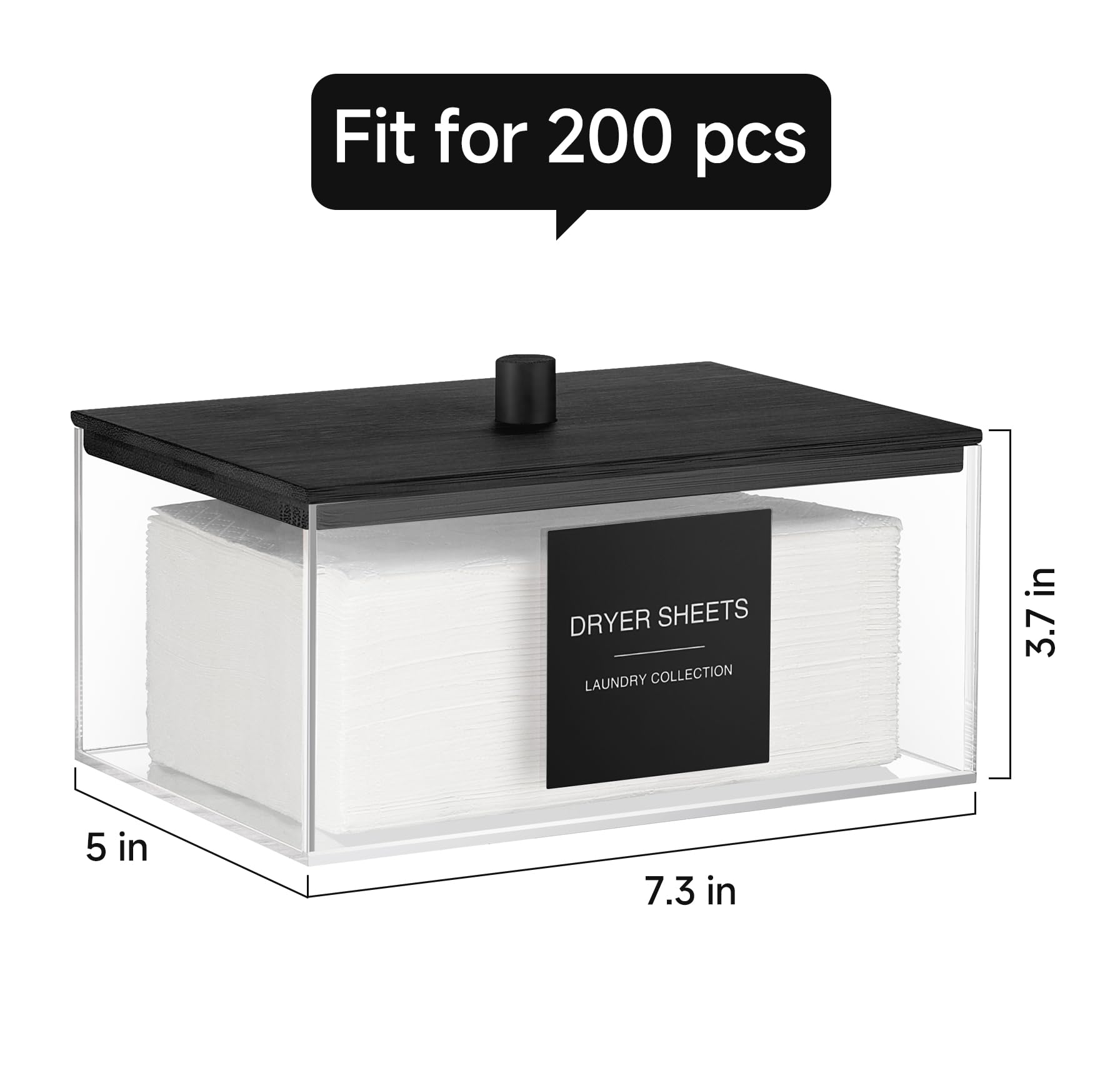 Acrylic Dryer Sheet Holder With Lid, Clear Laundry Sheets Container With 27 Labels, Laundry Pods Storage For Laundry Room Organi