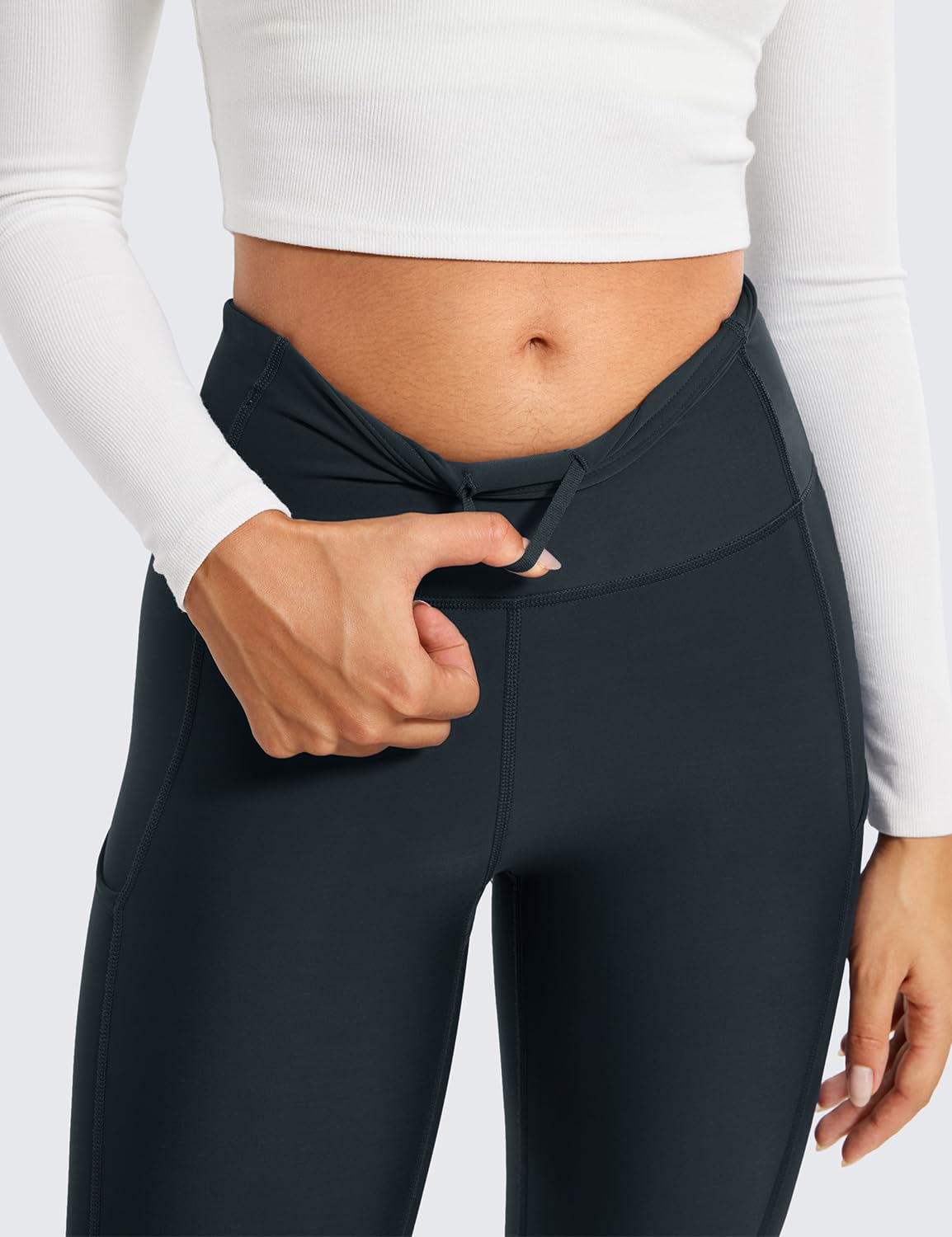 Crz Yoga Thermal Fleece Lined Leggings Women 28 - Winter Warm High Waisted Hiking Pants With Pockets Workout Running Tights True