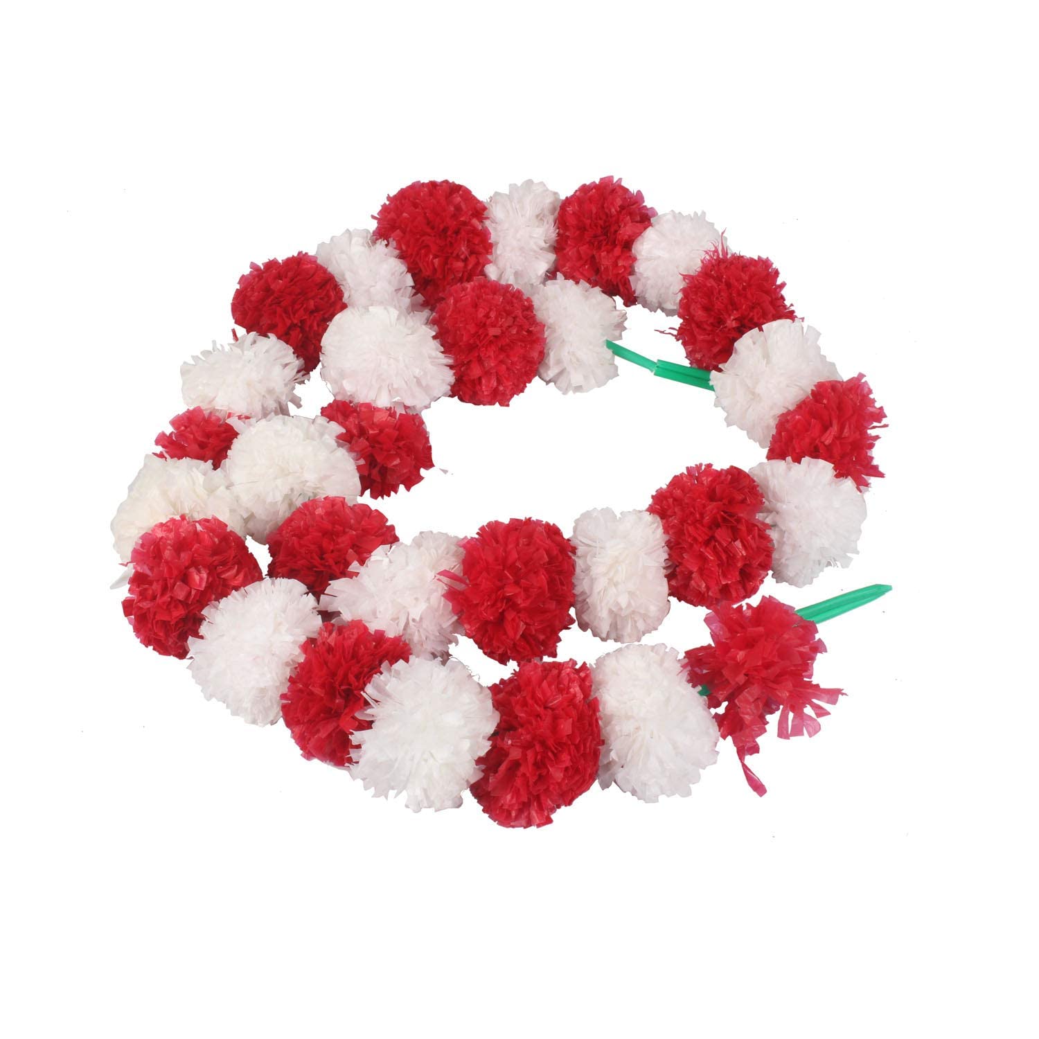 Klassic Red And White Artificial Marigold Flower For Decoration For Diwali Decoration Navratri, Pooja, Home Inauguration, Temple