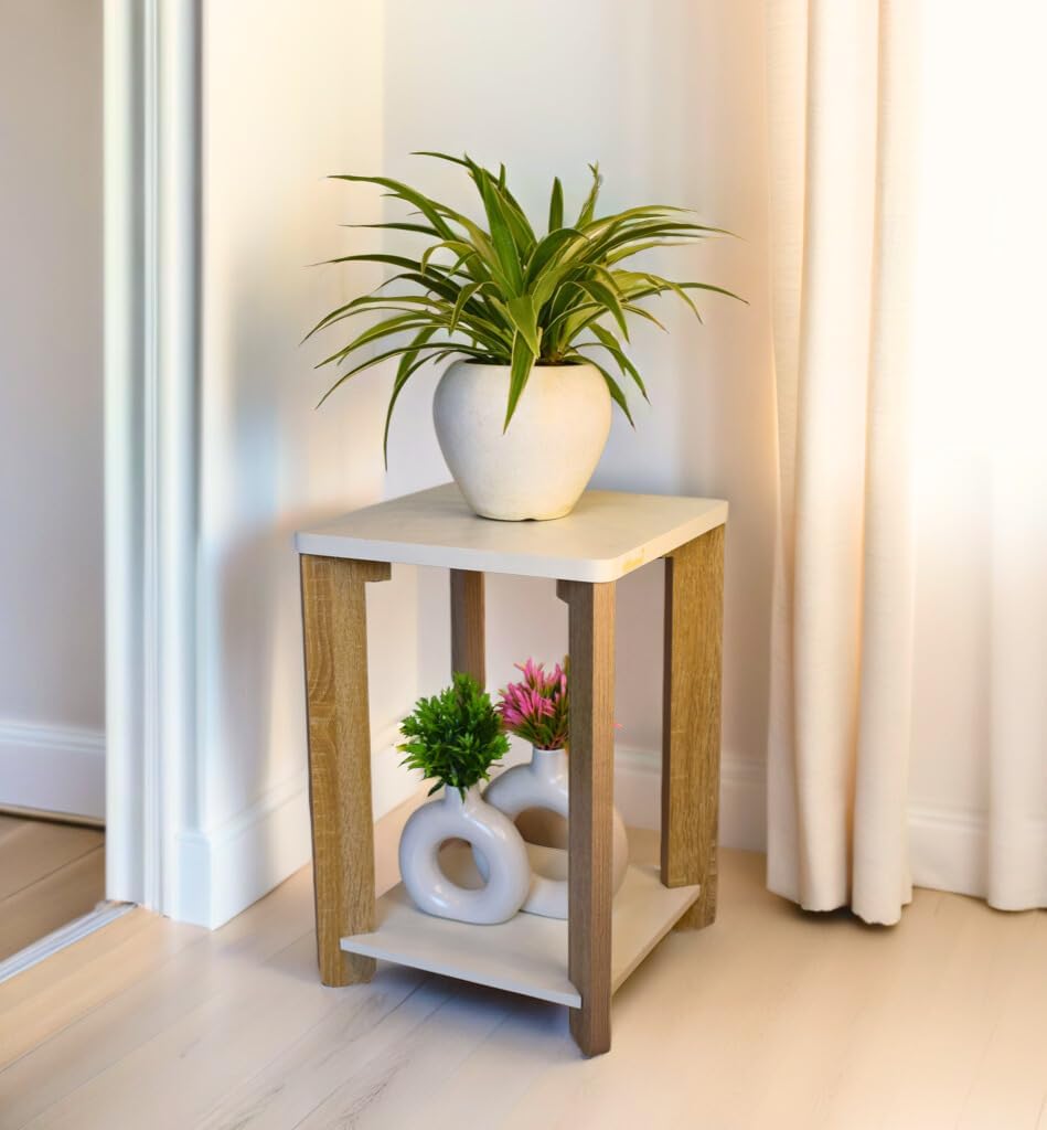 Inoslashed Beautiful Wooden Side Table/End Table/Plant Stand/Tea Table/Stool Living Room Furniture Square Shape (17 Inch Height)