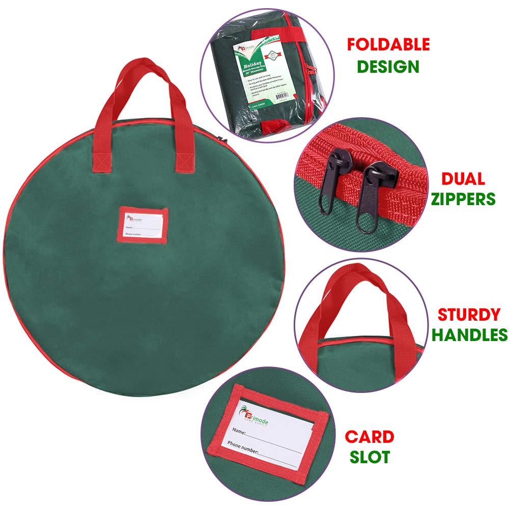 Primode Christmas Wreath Storage Bag 48'' - Handles Made Of Durable 600D Oxford Polyester Material Storage Bag Extra Large 48
