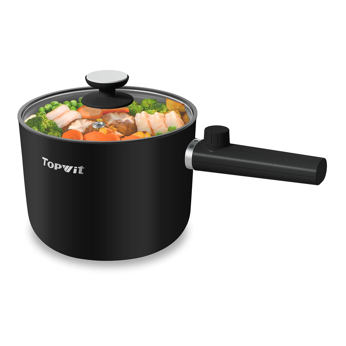 Topwit Hot Pot Electric, 1.5L Ramen Cooker, Portable Non-Stick Frying Pan, Electric Pot For Pasta, Steak, Bpa Free, Cooker With