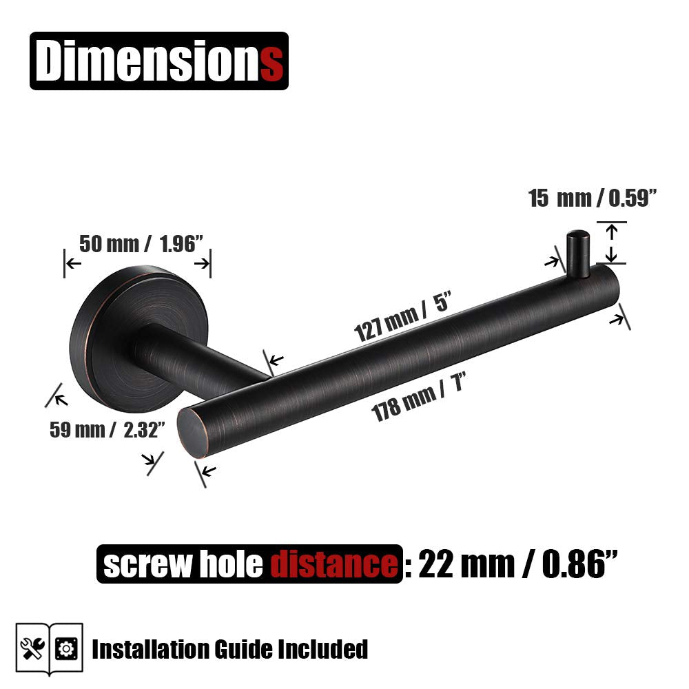 JQK Toilet Paper Holder Oil Rubbed Bronze  5 Inch 304 Stainless Steel Thick 0.8mm Tissue Paper Dispenser for Bathroom  Hold Mega Rolls Wall Mount  TPH100-ORB